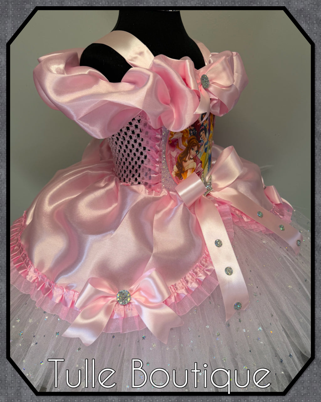Girls toddlers pink Bow Disney Princess tutu dress, ballgown, fancy dress costume