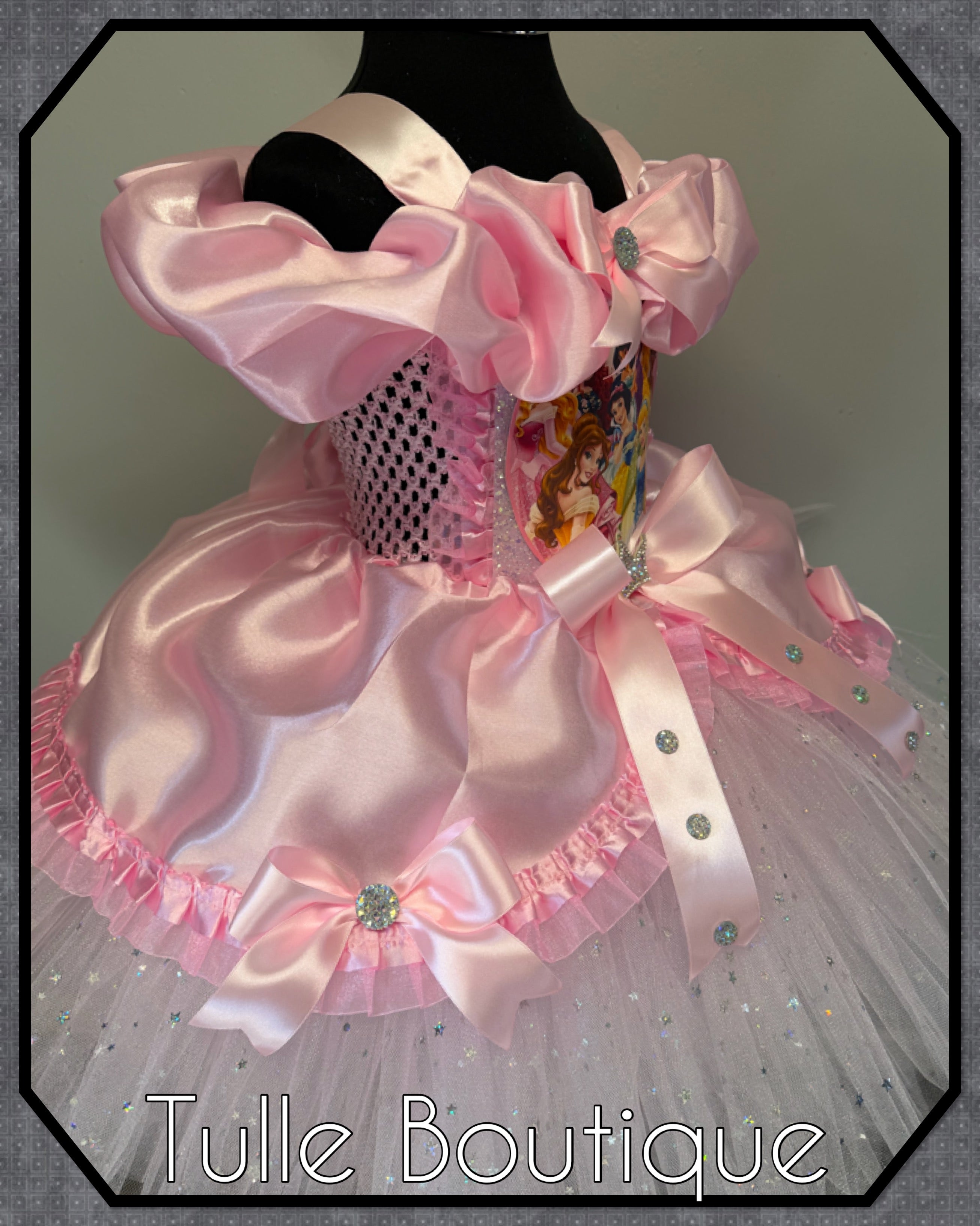 Girls toddlers pink Bow Disney Princess tutu dress, ballgown, fancy dress costume