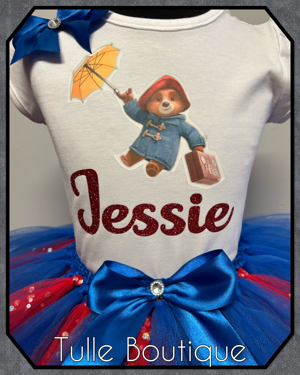 Girls toddlers Paddington bear birthday tutu outfit fancy dress costume