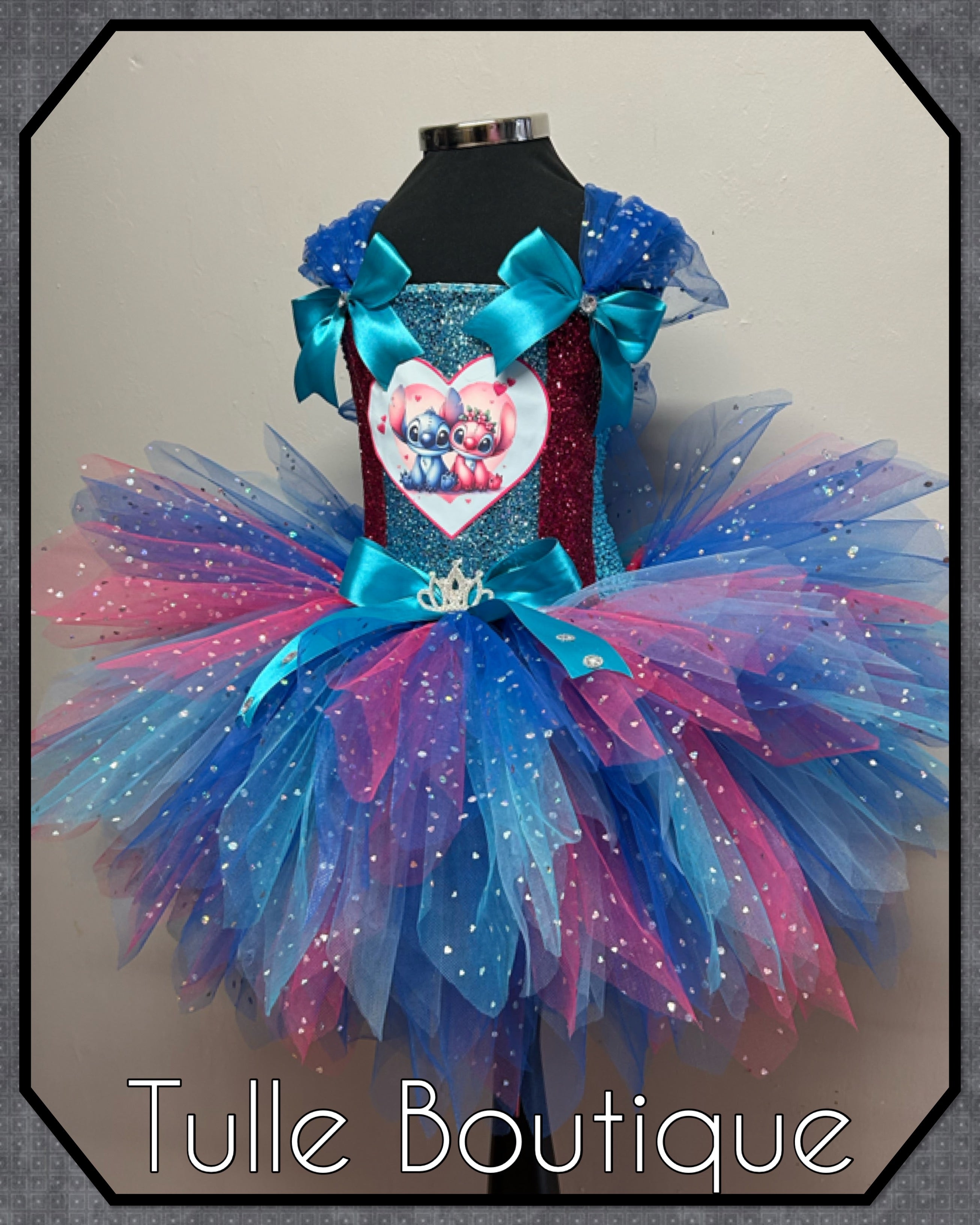 Girls toddlers Stitch and Angel tutu dress, ballgown, fancy dress costume