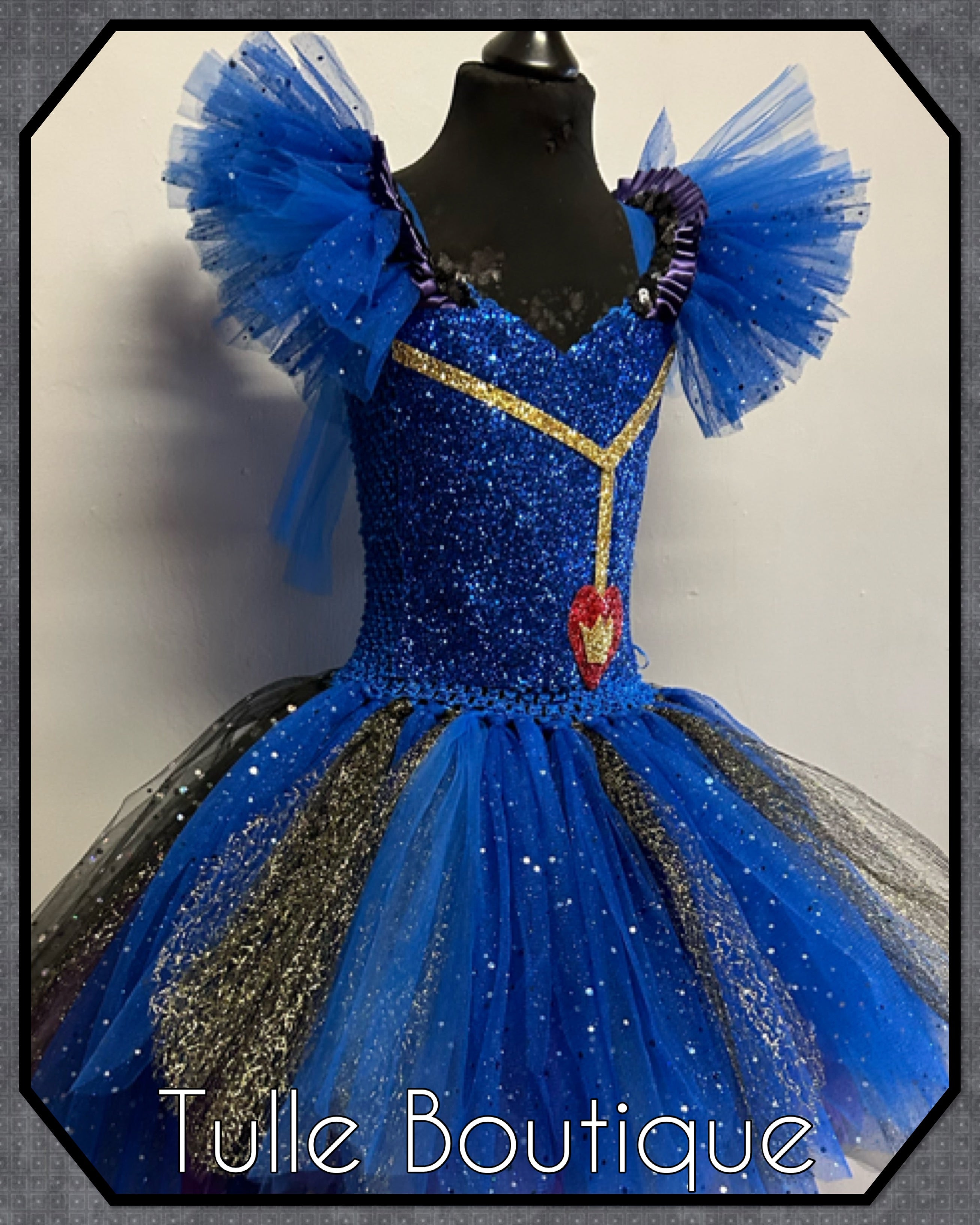 Girls toddlers Descendants Evie tutu birthday party dress,ballgown, fancy dress costume dipped hem