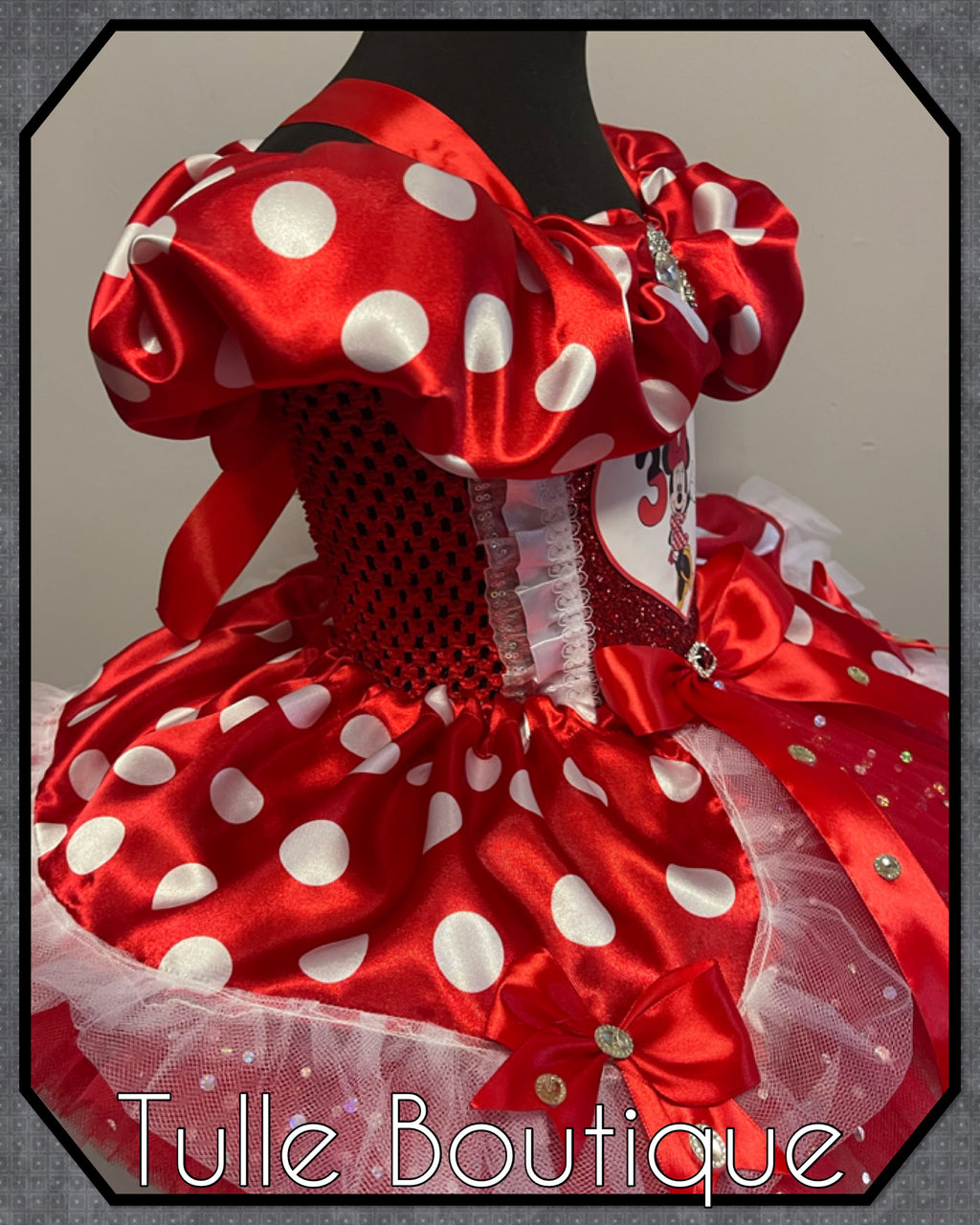 Girls toddlers Minnie Mouse Red tutu birthday party dress,ballgown, fancy dress costume