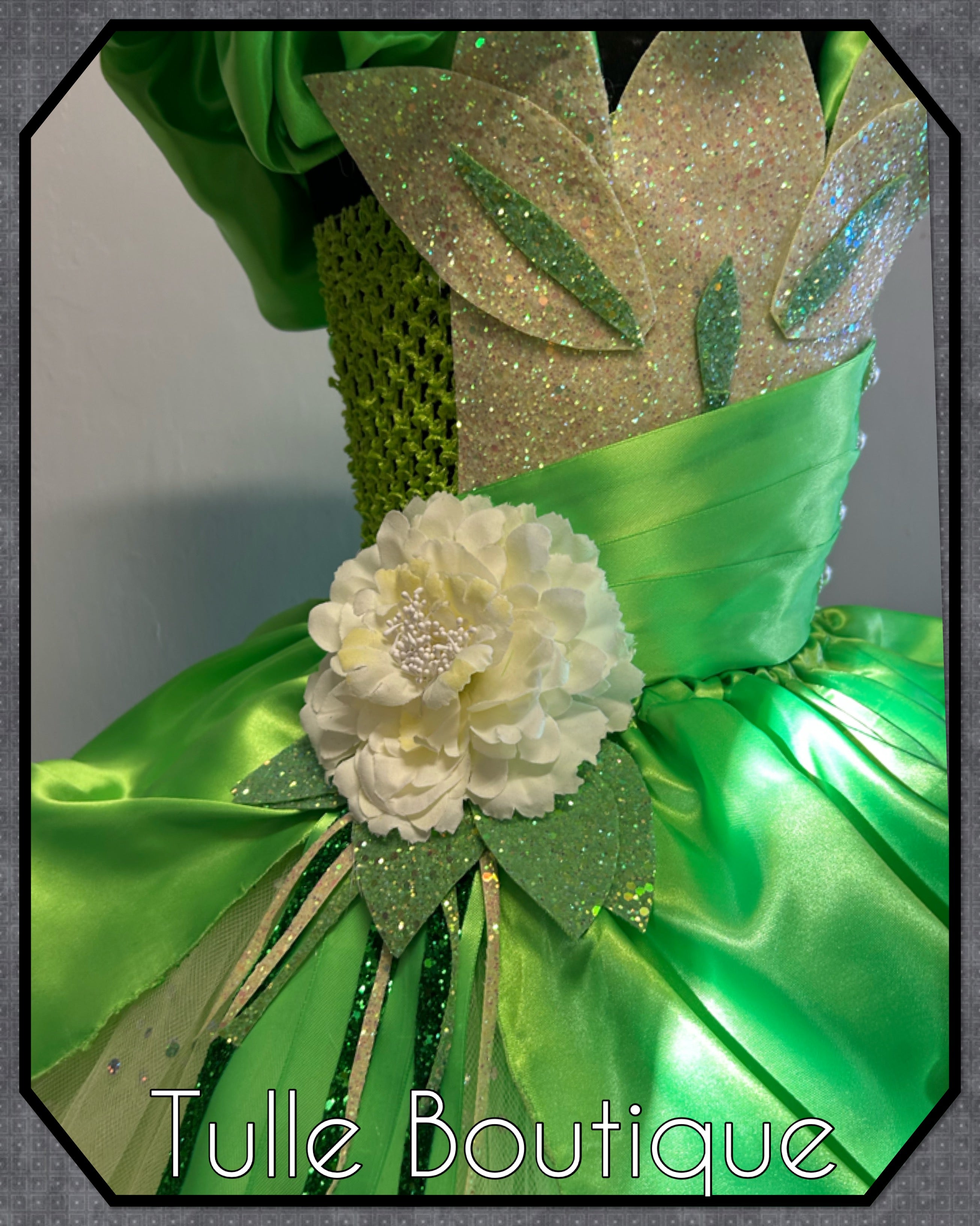 Girls toddlers Princess and the frog ballgown, Princess Tiana fancy dress costume full length