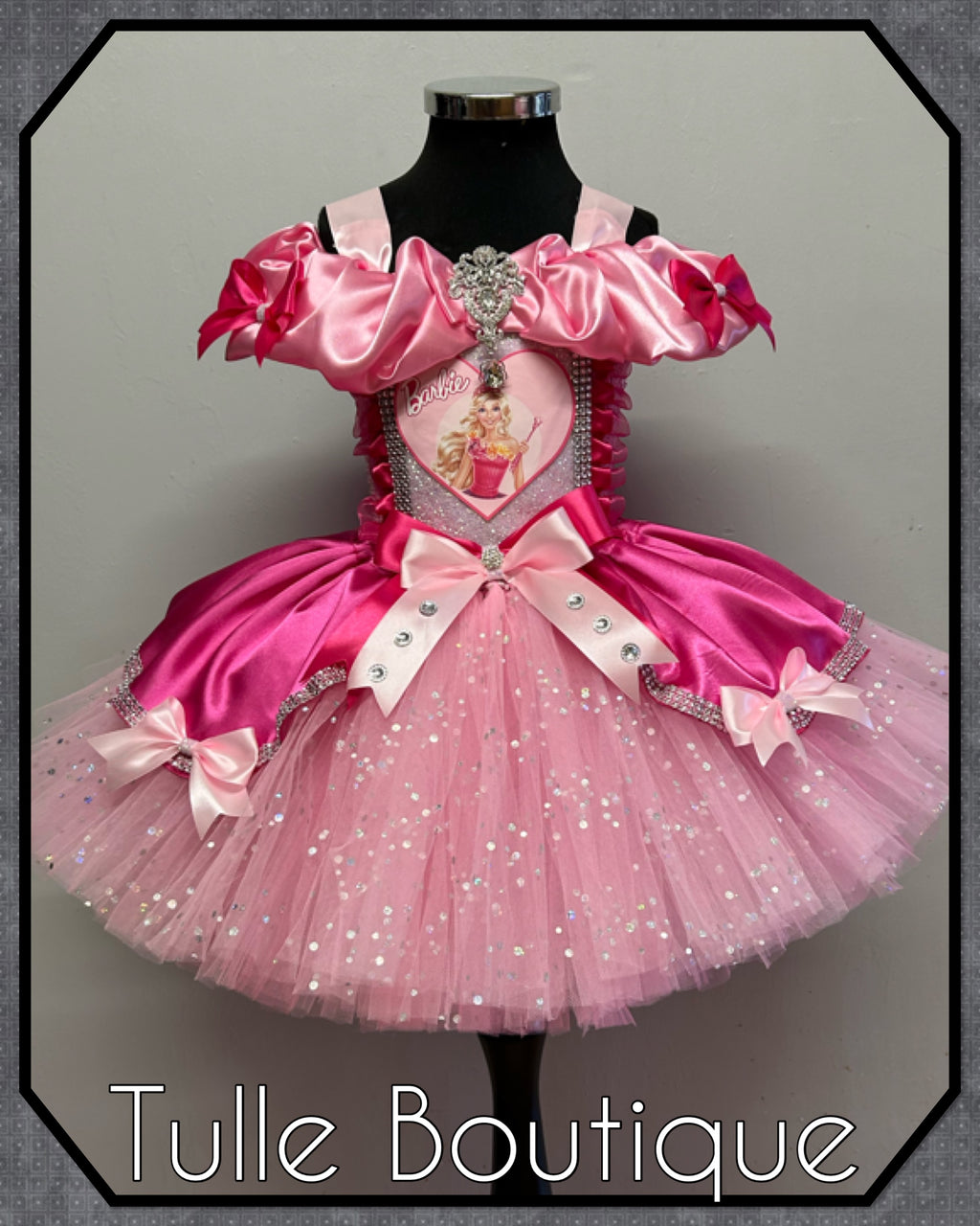 Girls toddlers Barbie Mix Pink Princess tutu dress, birthday ballgown, fancy dress costume