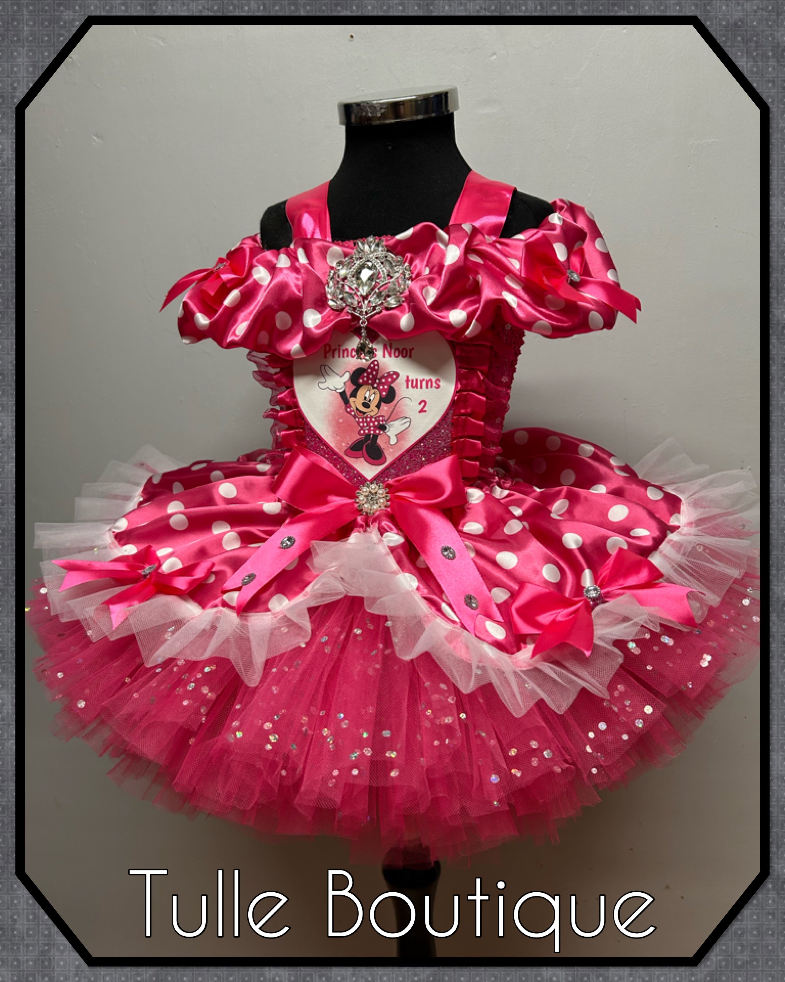 Girls toddlers Minnie Mouse hotpink tutu birthday party dress,ballgown, fancy dress costume