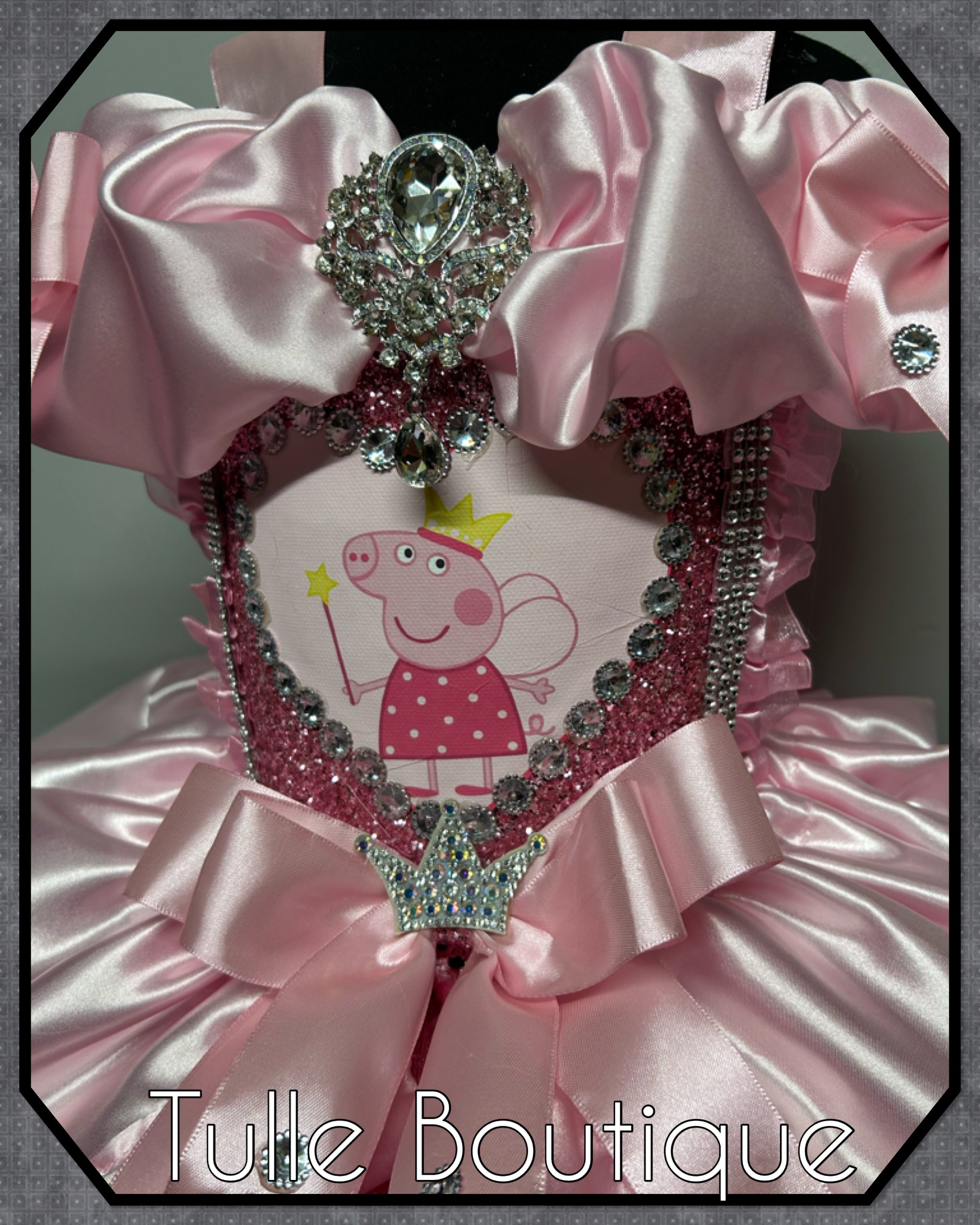 Girls toddlers sparkly Princess peppa pig pink tutu dress, birthday ballgown, fancy dress costume