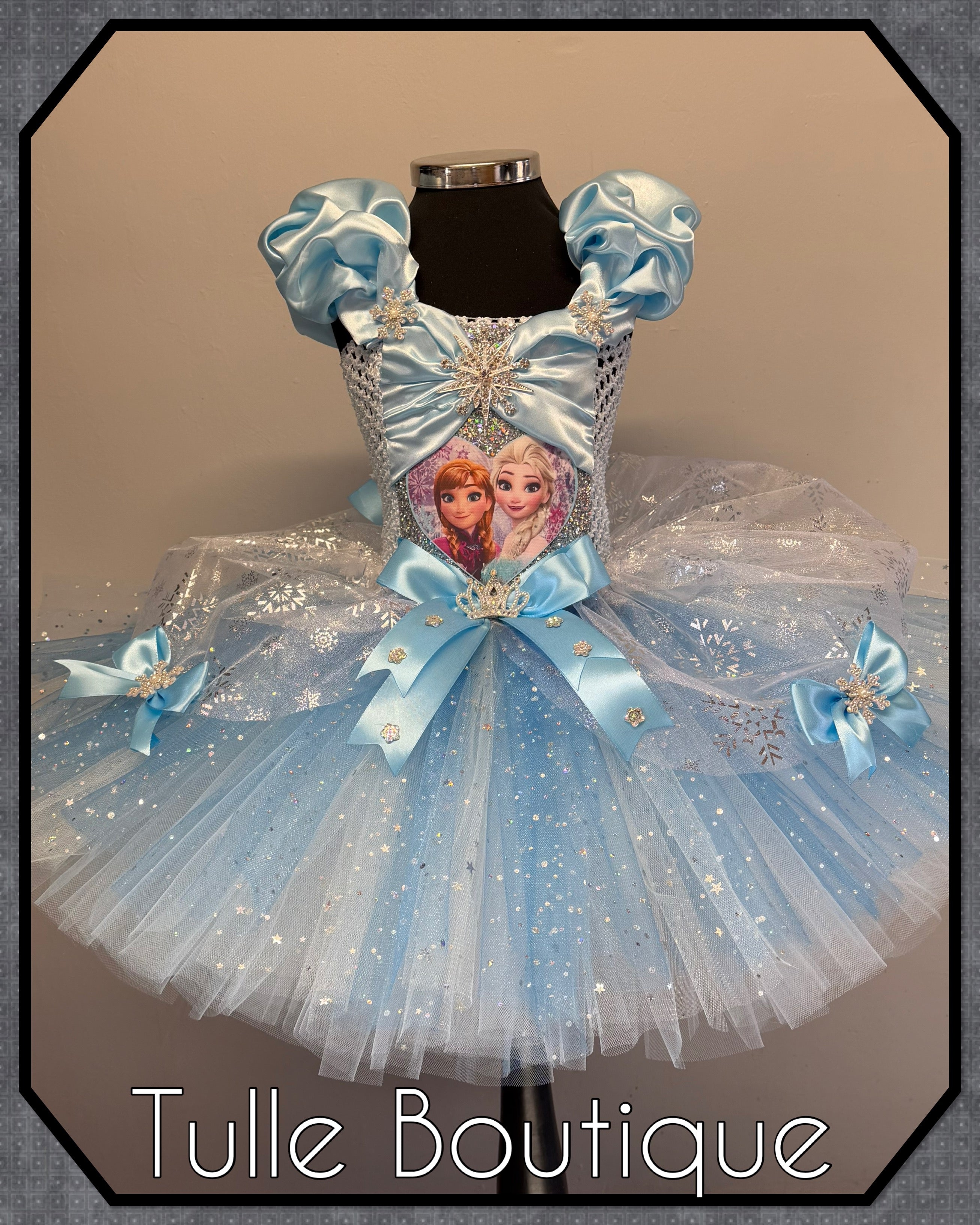 Girls toddlers Princess Elsa sky blue satin tutu dress, frozen ballgown, fancy dress costume