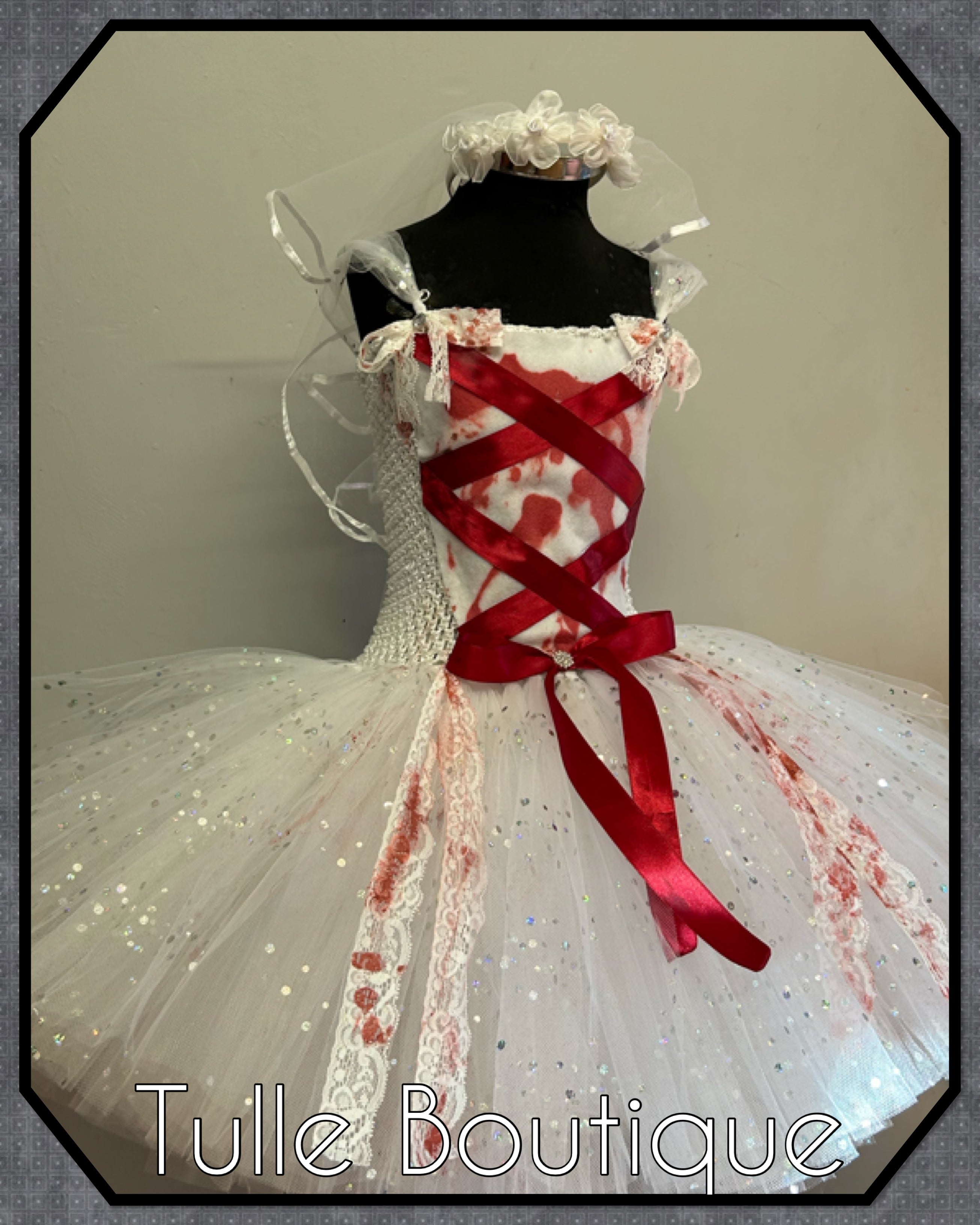 Girls toddlers zombie corpse bride tutu dress, ballgown, wedding fancy dress costume