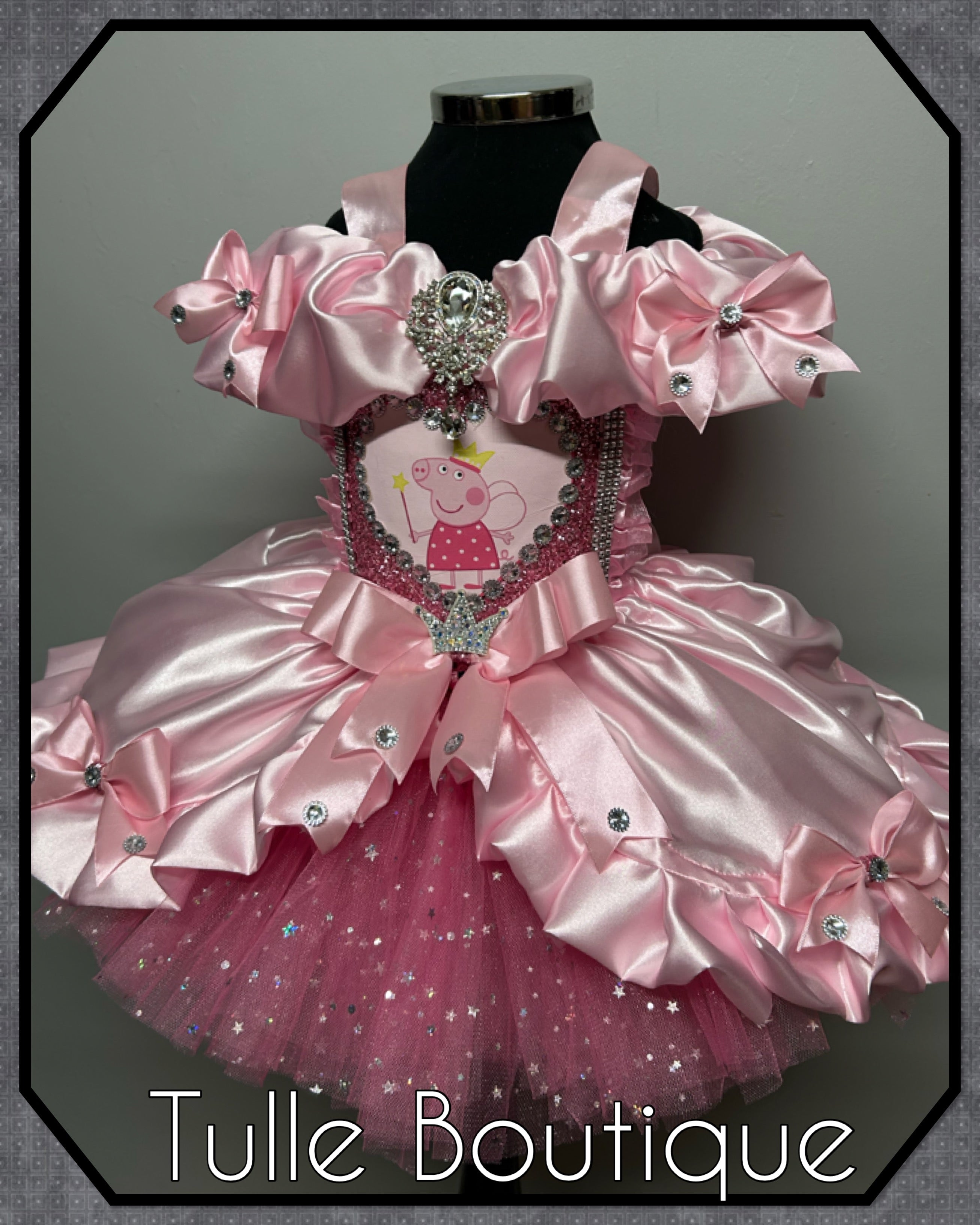 Girls toddlers sparkly Princess peppa pig pink tutu dress, birthday ballgown, fancy dress costume