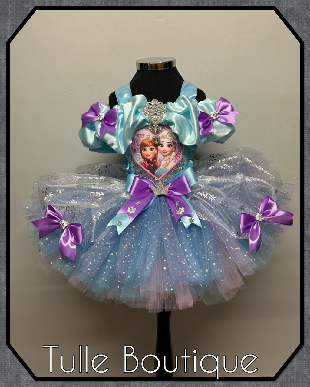Girls toddlers Frozen Elsa and Anna tutu dress, blue and lilac ballgown, fancy dress costume