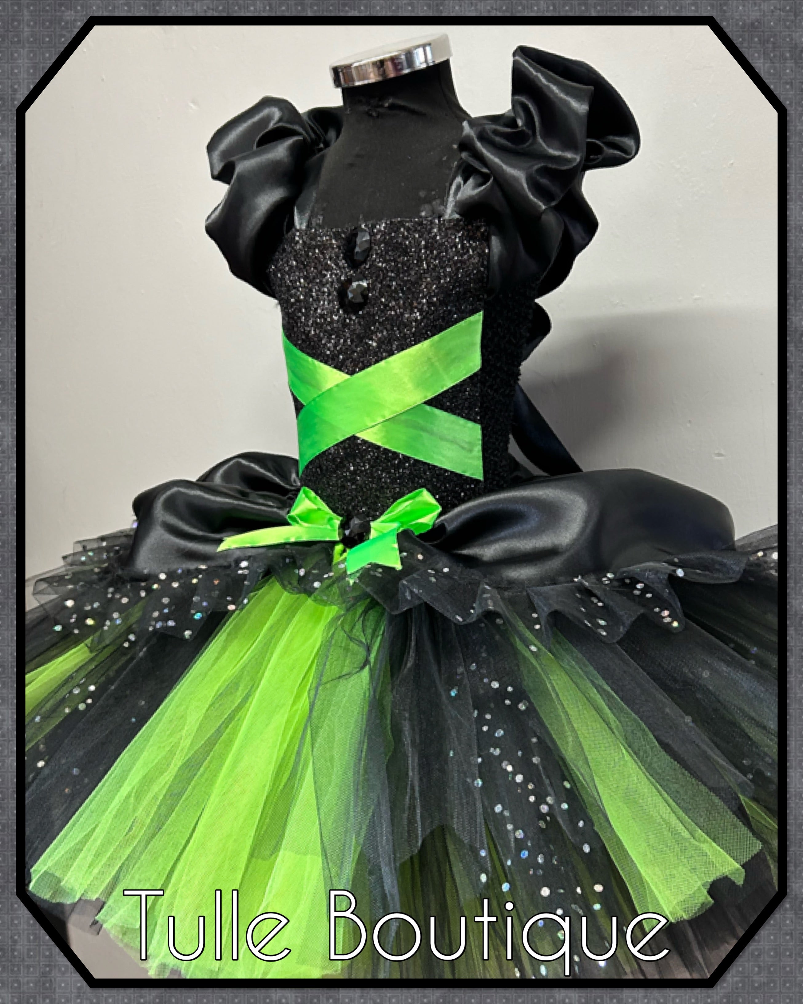 Girls Wicked Elphaba toddlers tutu birthday party dress,ballgown, fancy dress costume