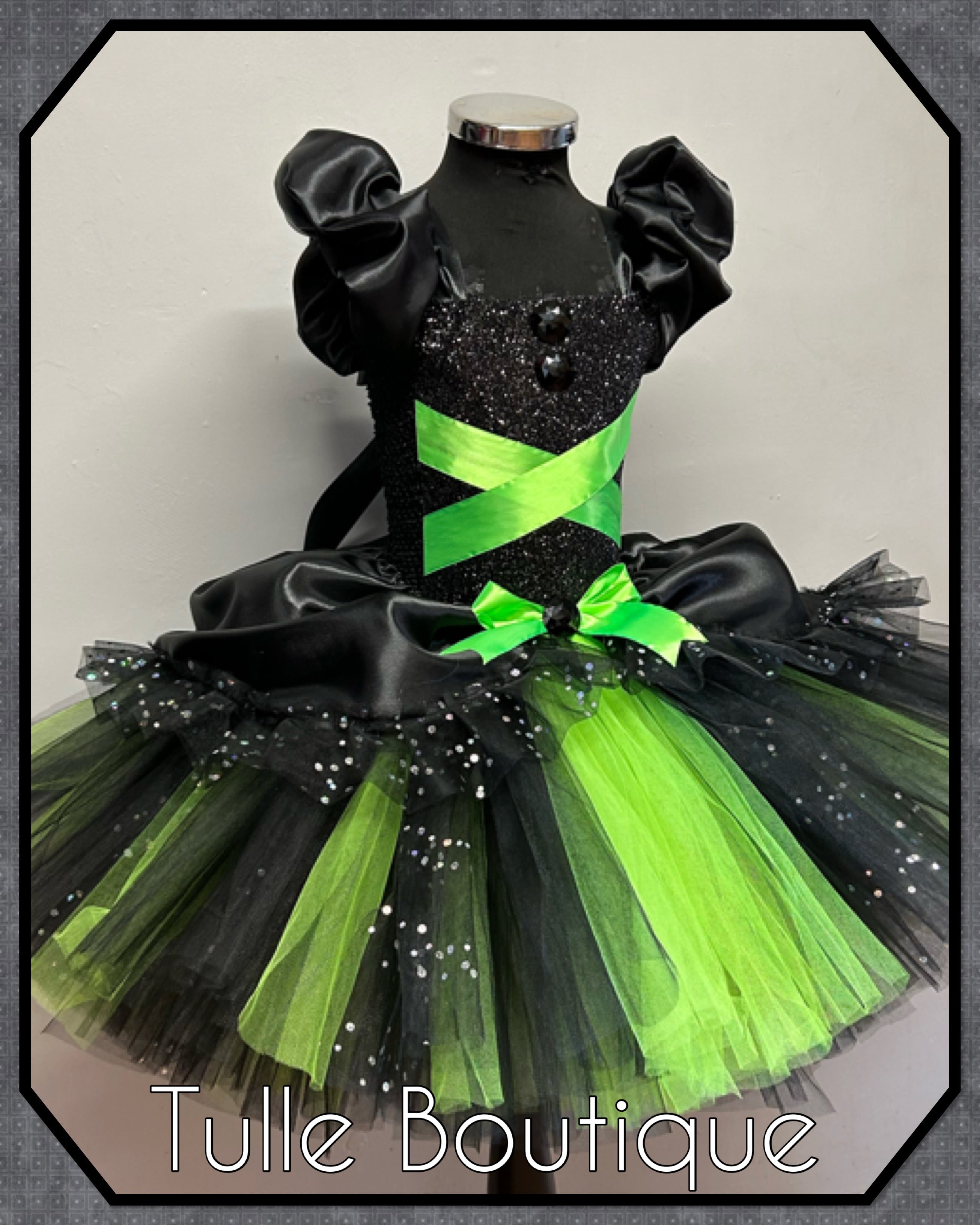 Girls Wicked Elphaba toddlers tutu birthday party dress,ballgown, fancy dress costume