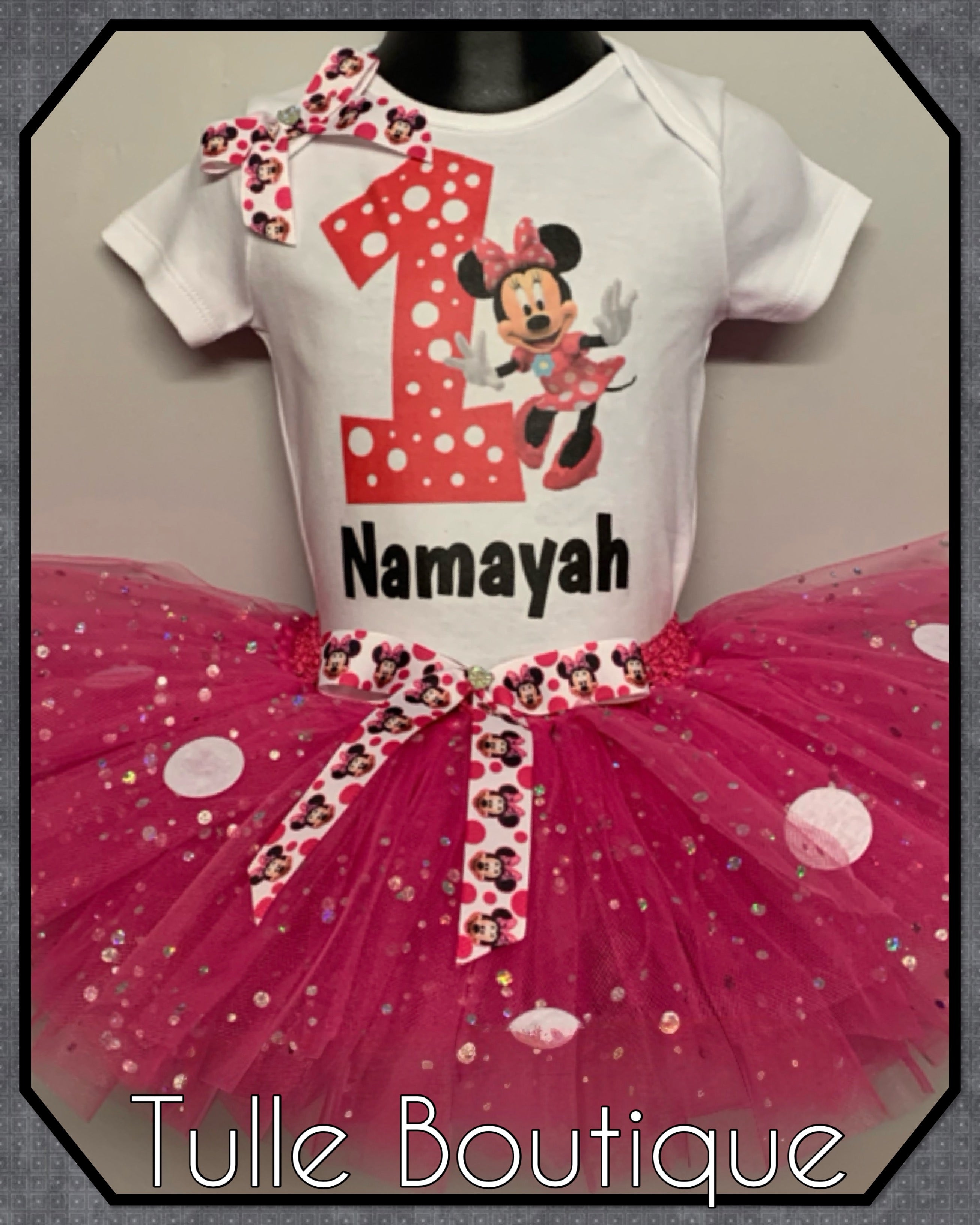 Girls toddlers Minnie Mouse birthday tutu outfit fancy dress costume