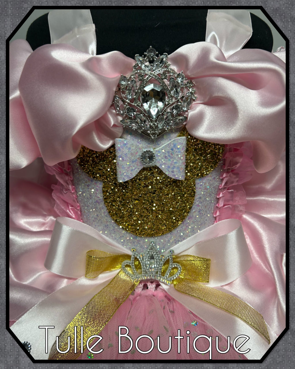 Girls toddlers Glitter Minnie Mouse Princess tutu pink and gold birthday party dress,ballgown, fancy dress costume