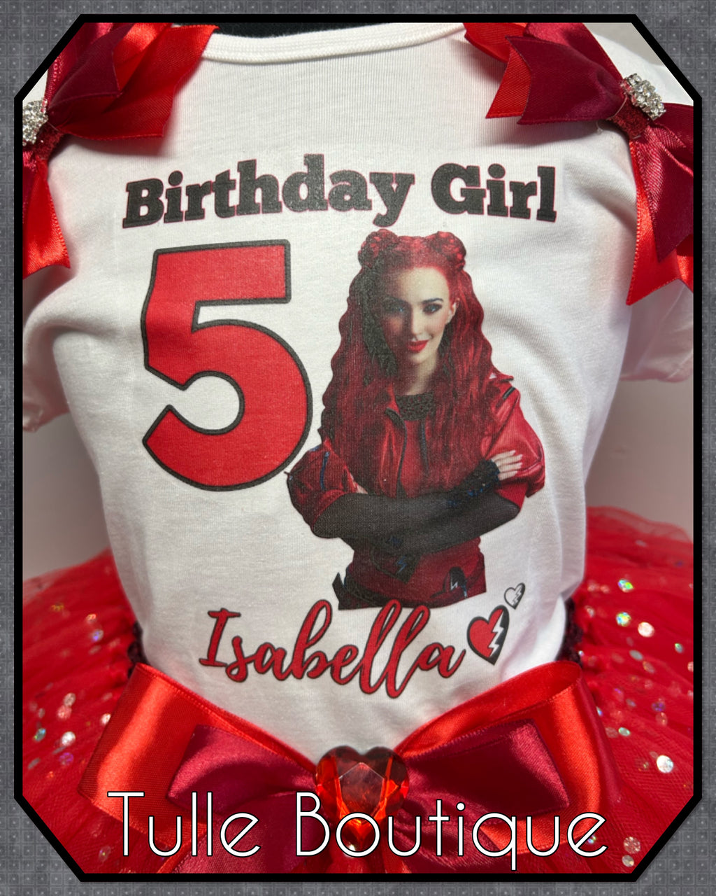 Girls toddlers Descendants Red birthday tutu outfit fancy dress costume