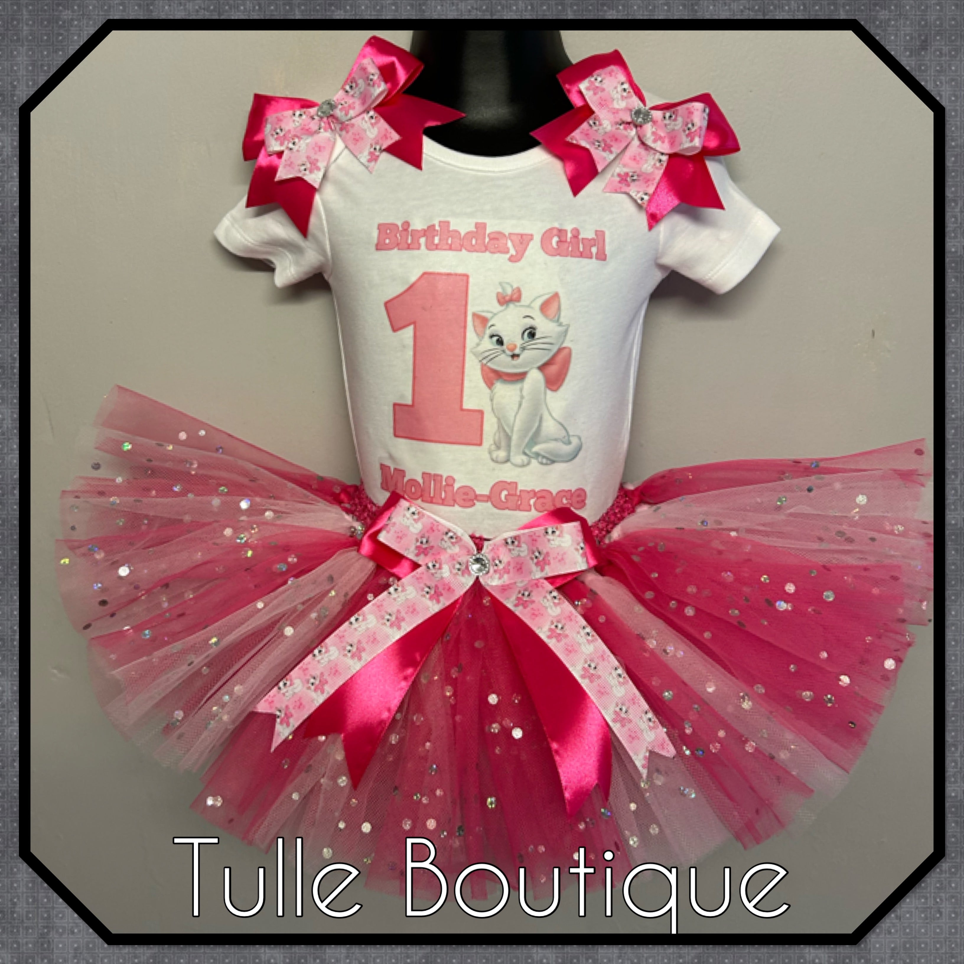 Girls toddlers Marie Cat birthday tutu outfit fancy dress costume