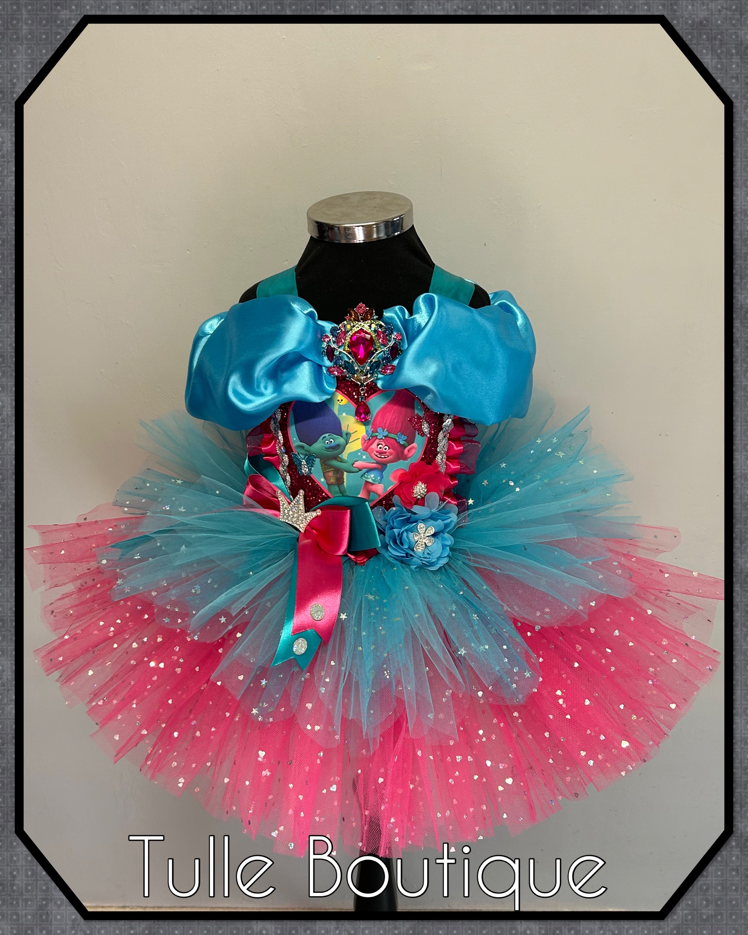 Girls toddlers Trolls Princess Poppy tutu dress, ballgown, fancy dress costume
