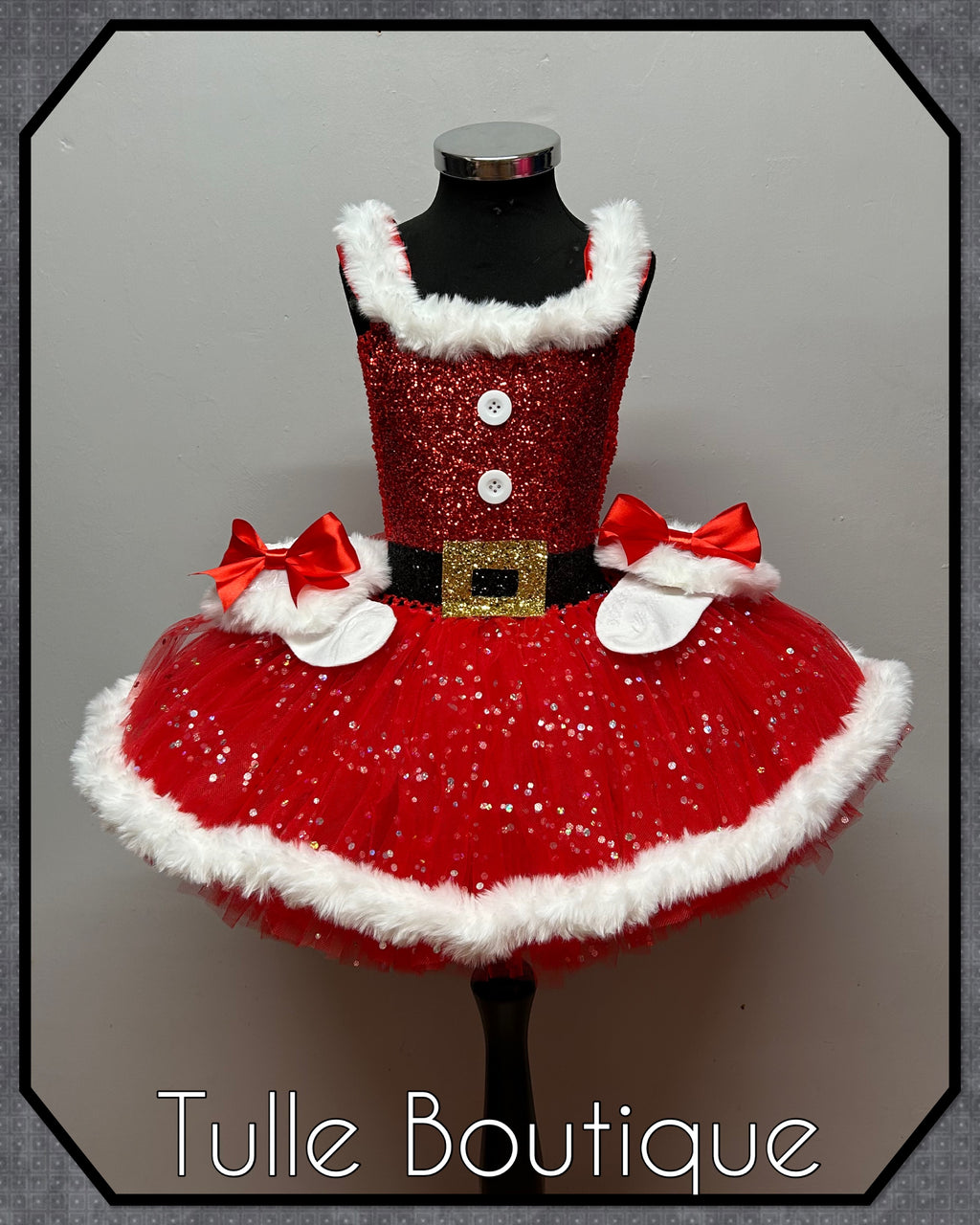 Girls toddlers Christmas Santa faux fur trimmedtutu dress, ballgown, fancy dress costume