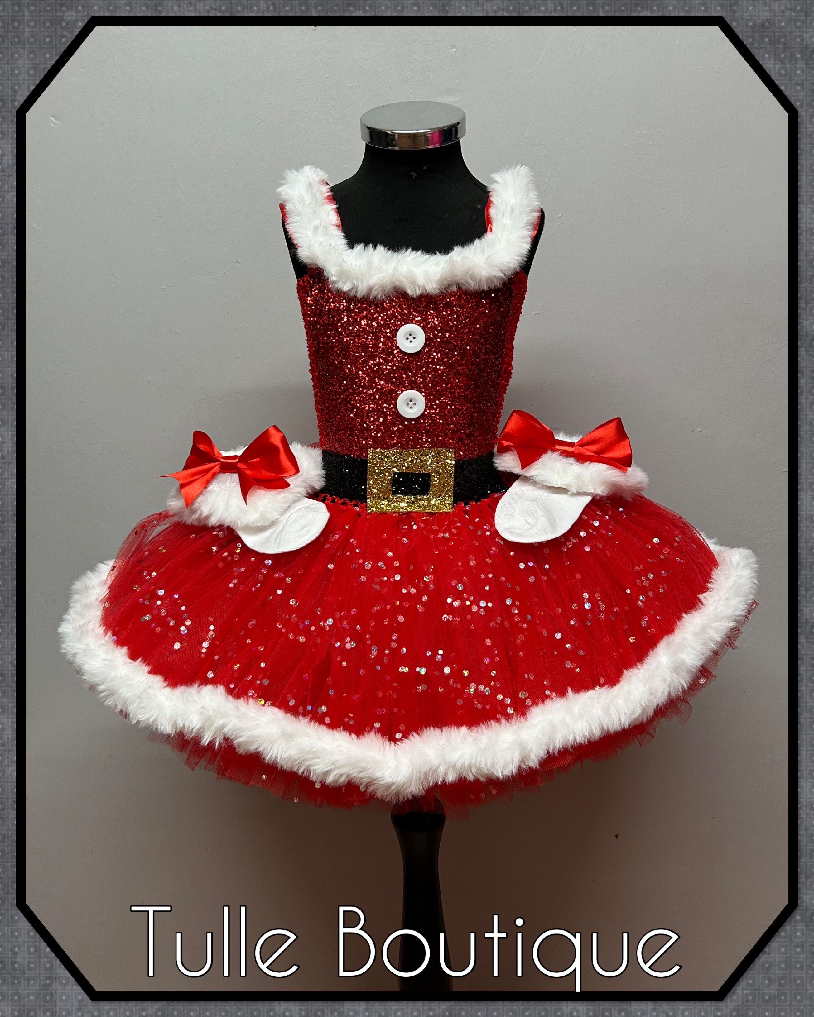 Girls toddlers Christmas Santa faux fur trimmedtutu dress, ballgown, fancy dress costume
