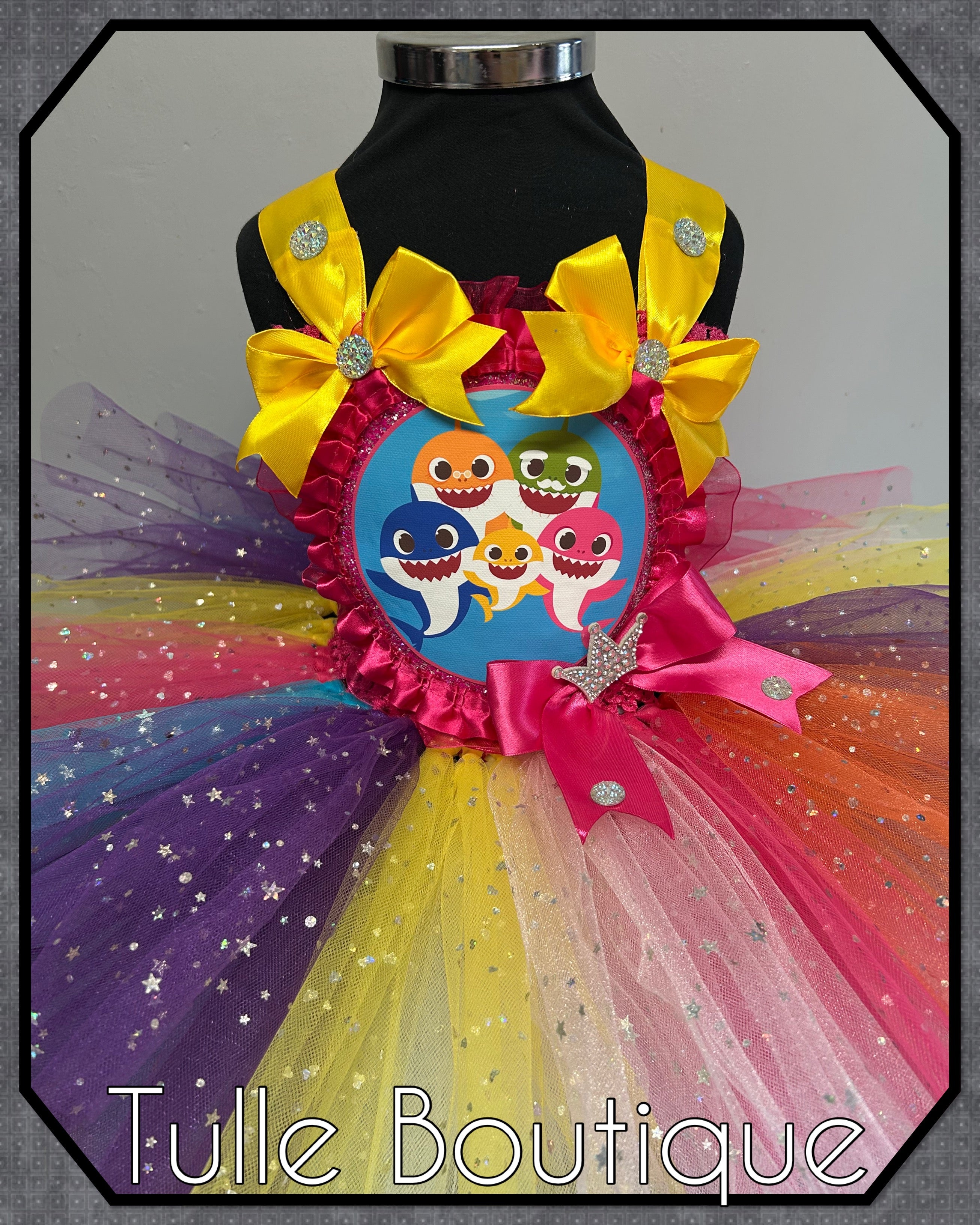 Girls toddlers Princess Baby Shark sparkle tutu dress, ballgown,fancy dress costume