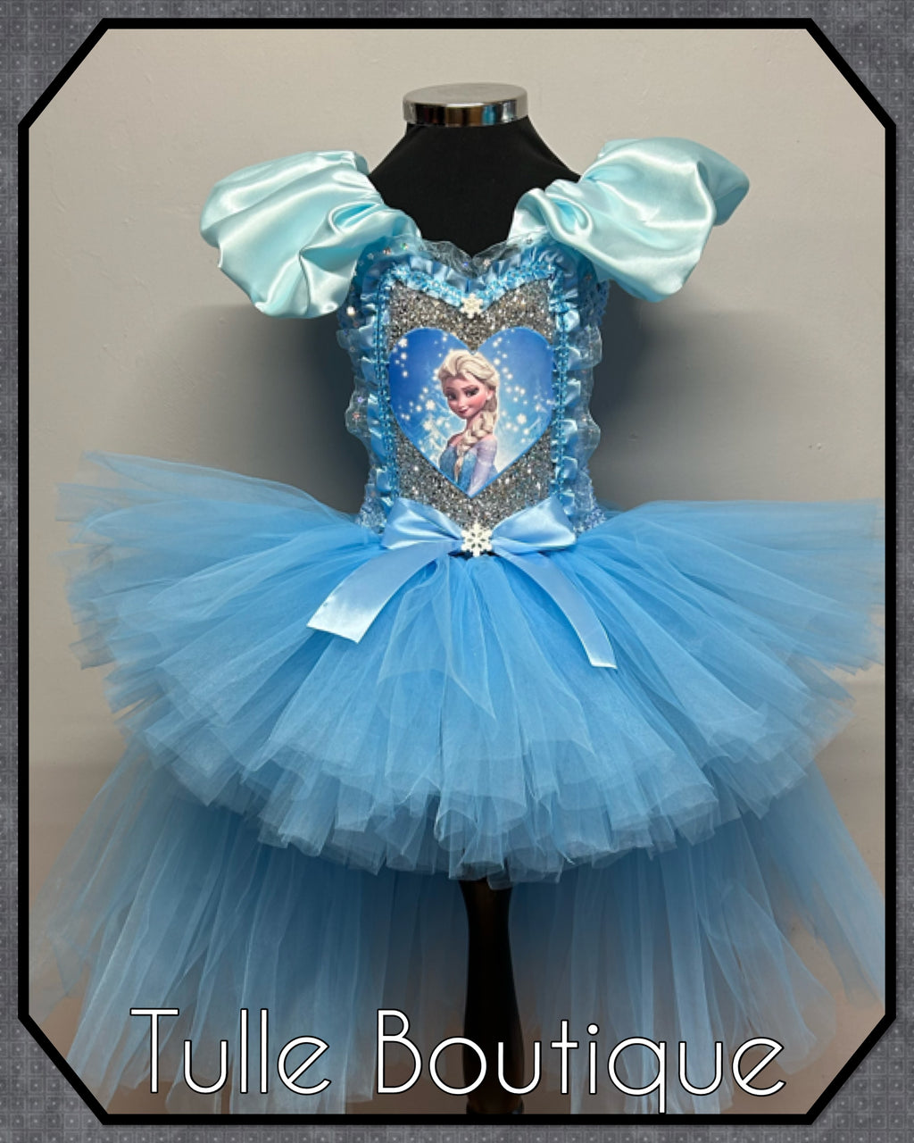 Girls toddlers Princess Elsa frozen tutu birthday party dress,ballgown, fancy dress costume dipped hem