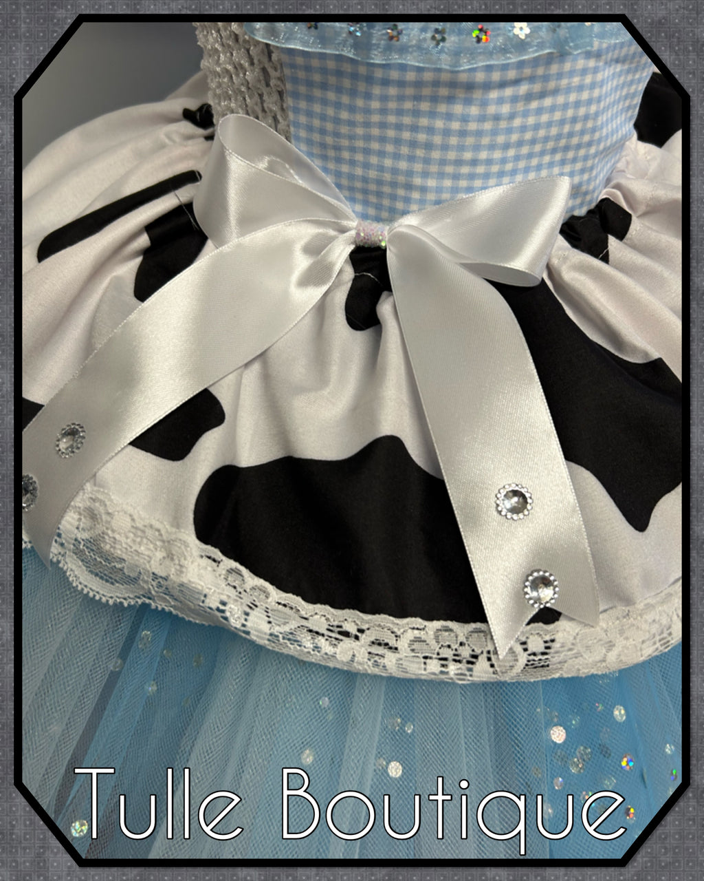 Girls toddlers baby blue and white cowgirl tutu dress, ballgown, fancy dress costume