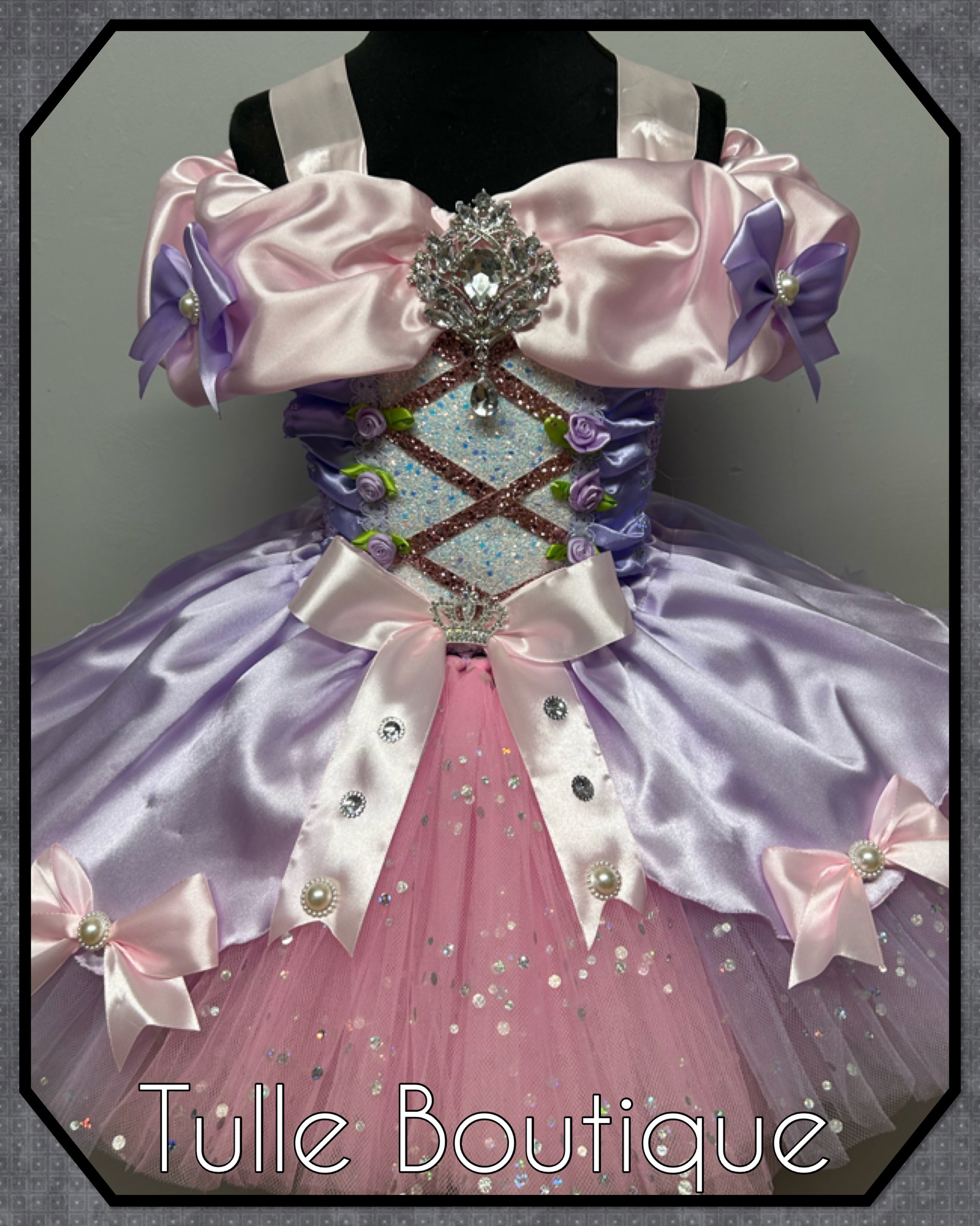 Girls toddlers Rapunzel Pink and lilac Princess tutu dress, birthday ballgown, fancy dress costume