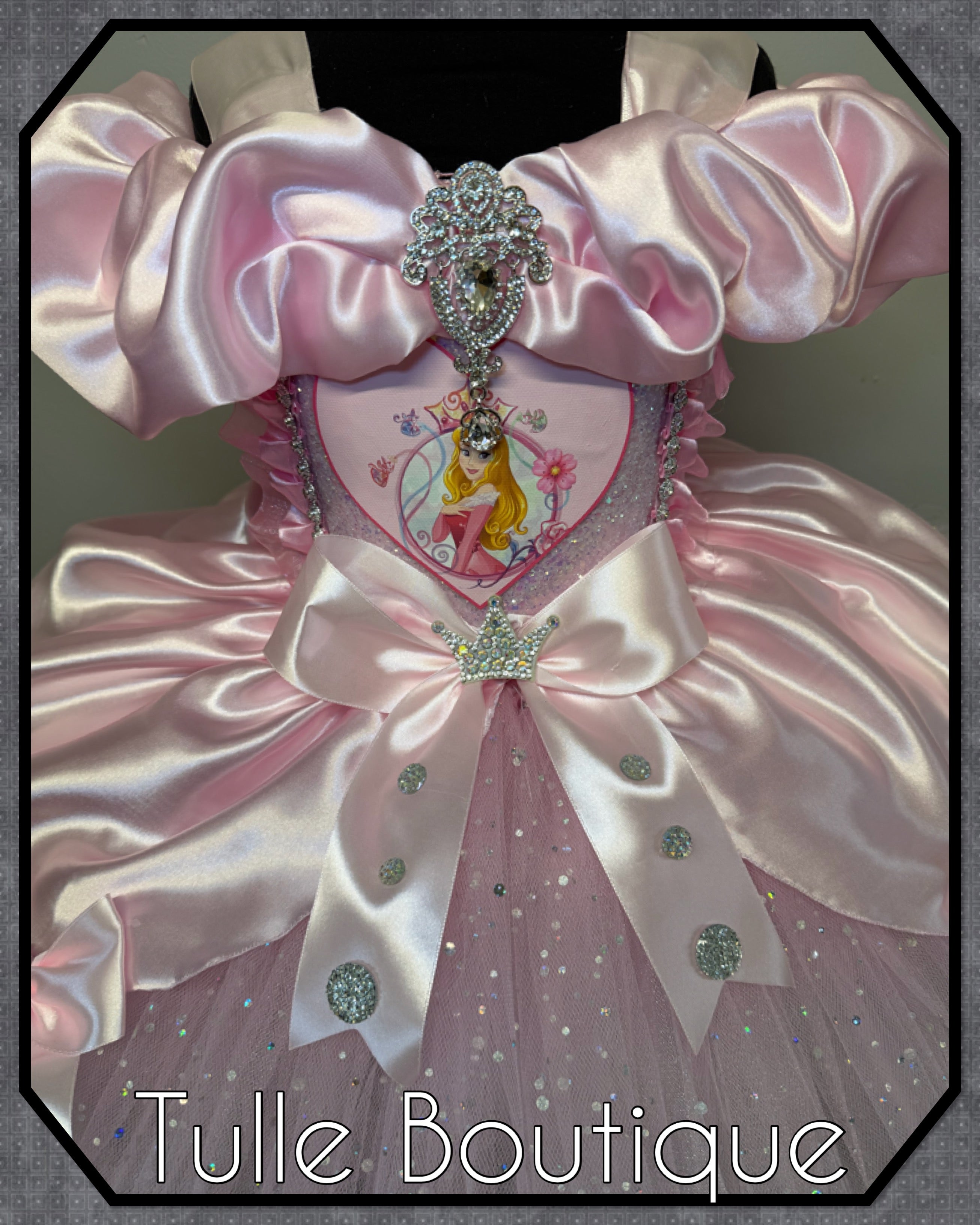 Girls toddlers Princess Aurora pink tutu dress, sleeping beauty ballgown, fancy dress costume