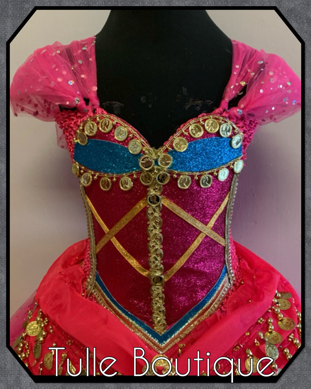 Girls toddlers Princess Jasmine hotpink tutu dress, Aladdin ballgown, fancy dress costume