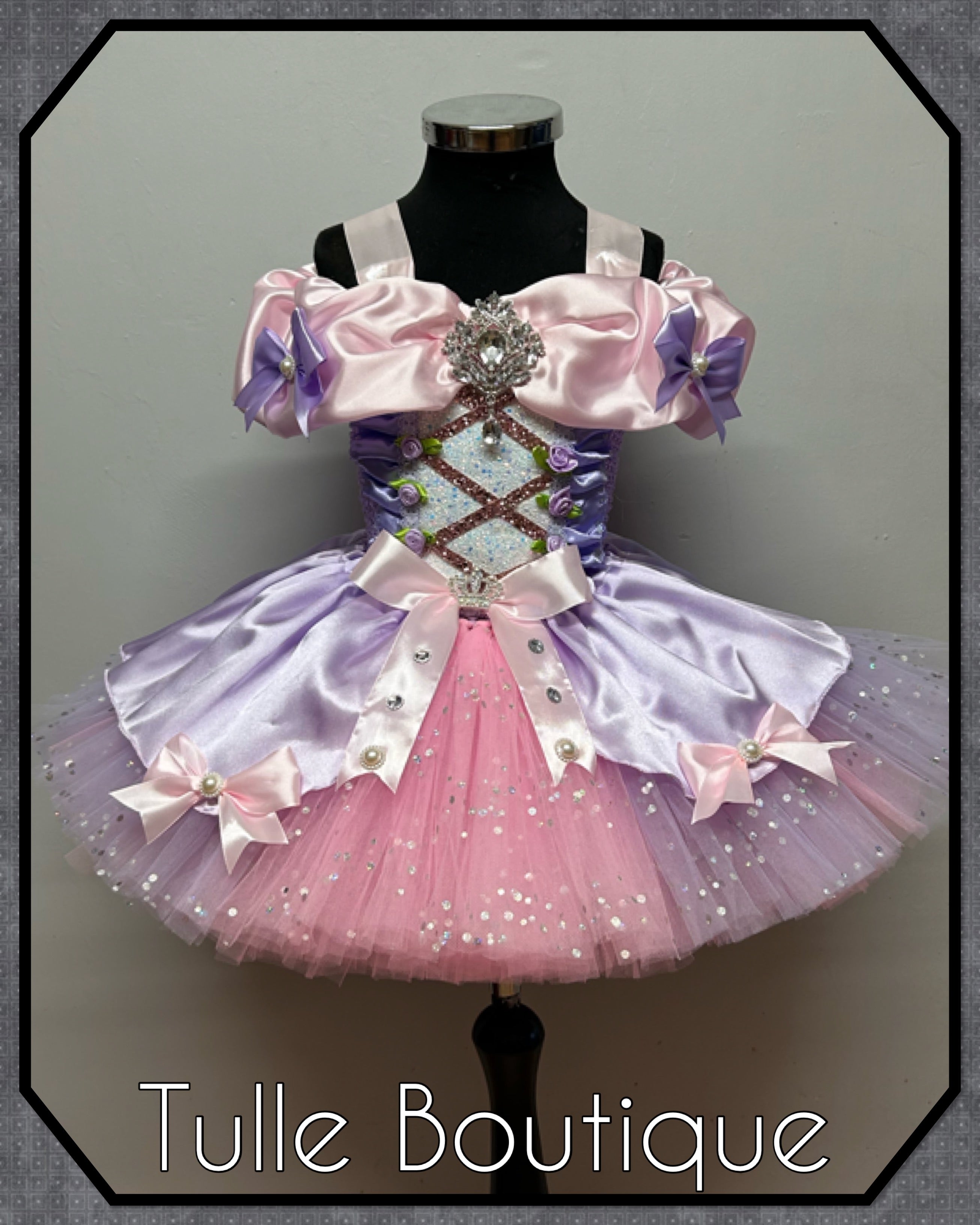 Girls toddlers Rapunzel Pink and lilac Princess tutu dress, birthday ballgown, fancy dress costume