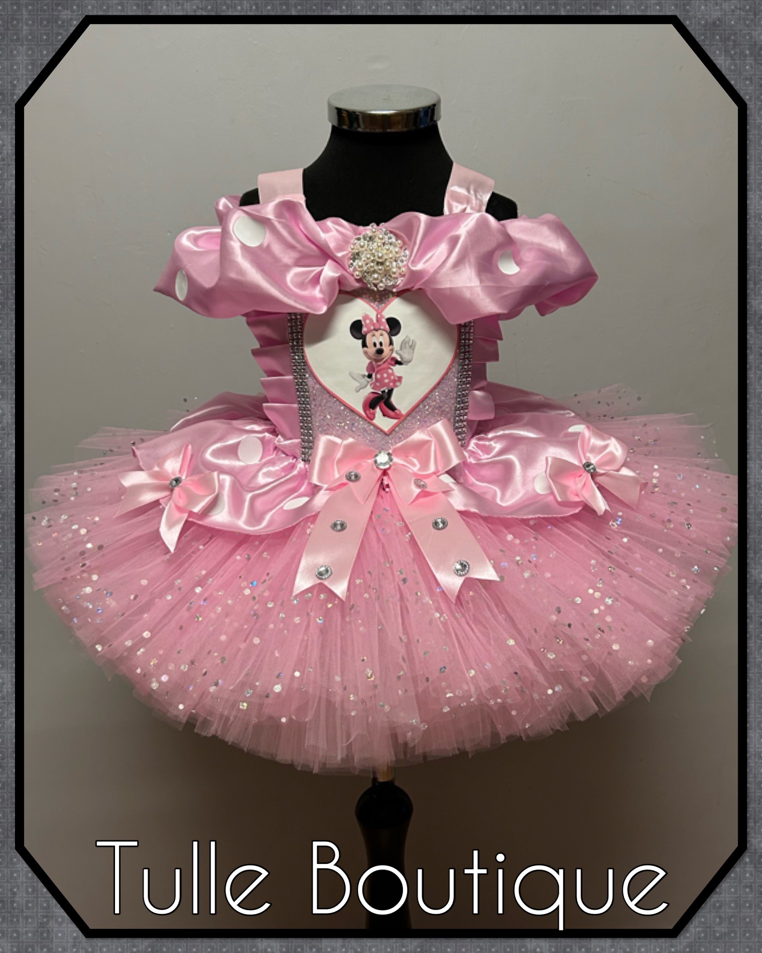 Girls toddlers Minnie Mouse baby pink tutu birthday party dress,ballgown, fancy dress costume