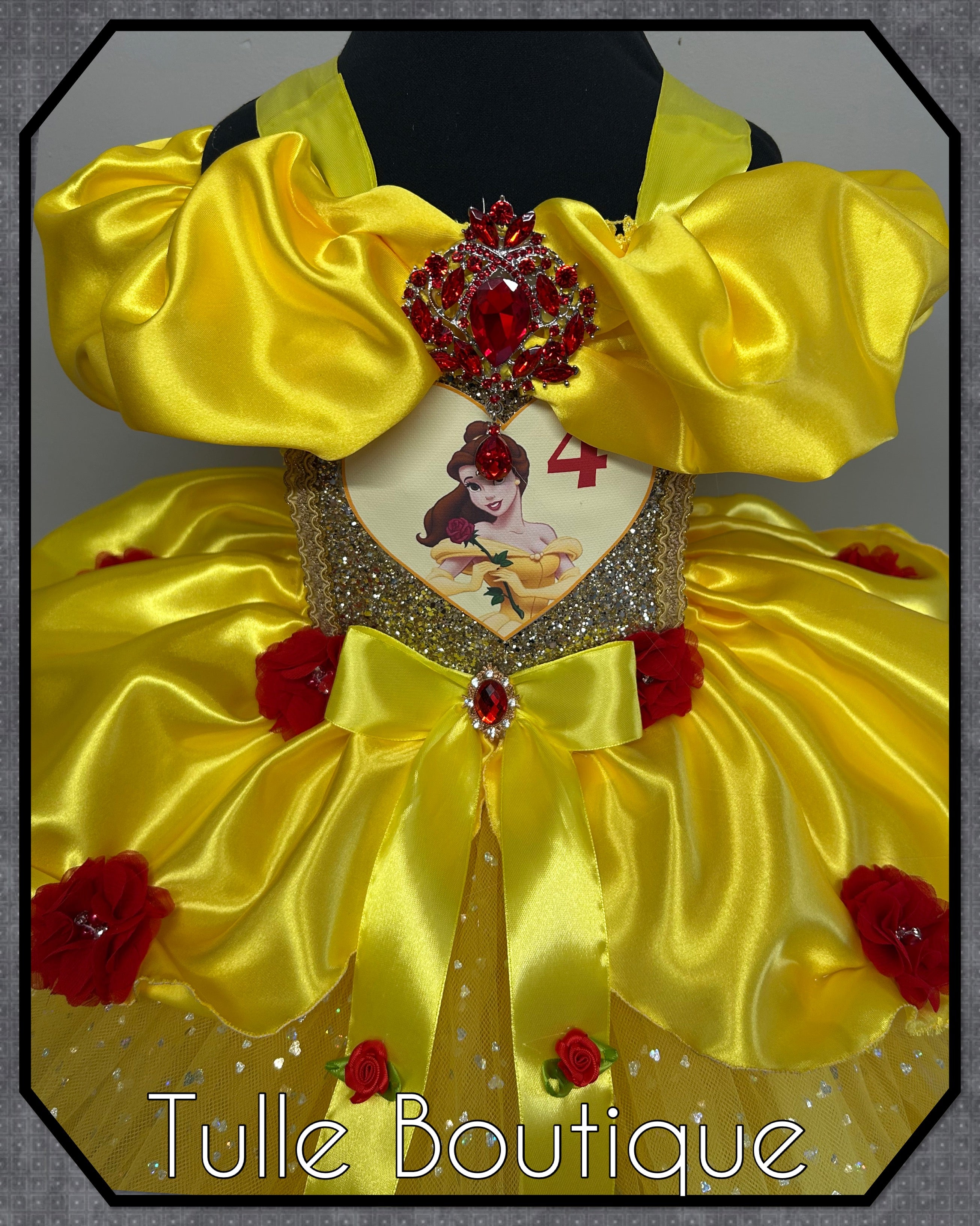 Girls toddlers Princess Belle tutu dress, beauty and the beast ballgown, fancy dress costume