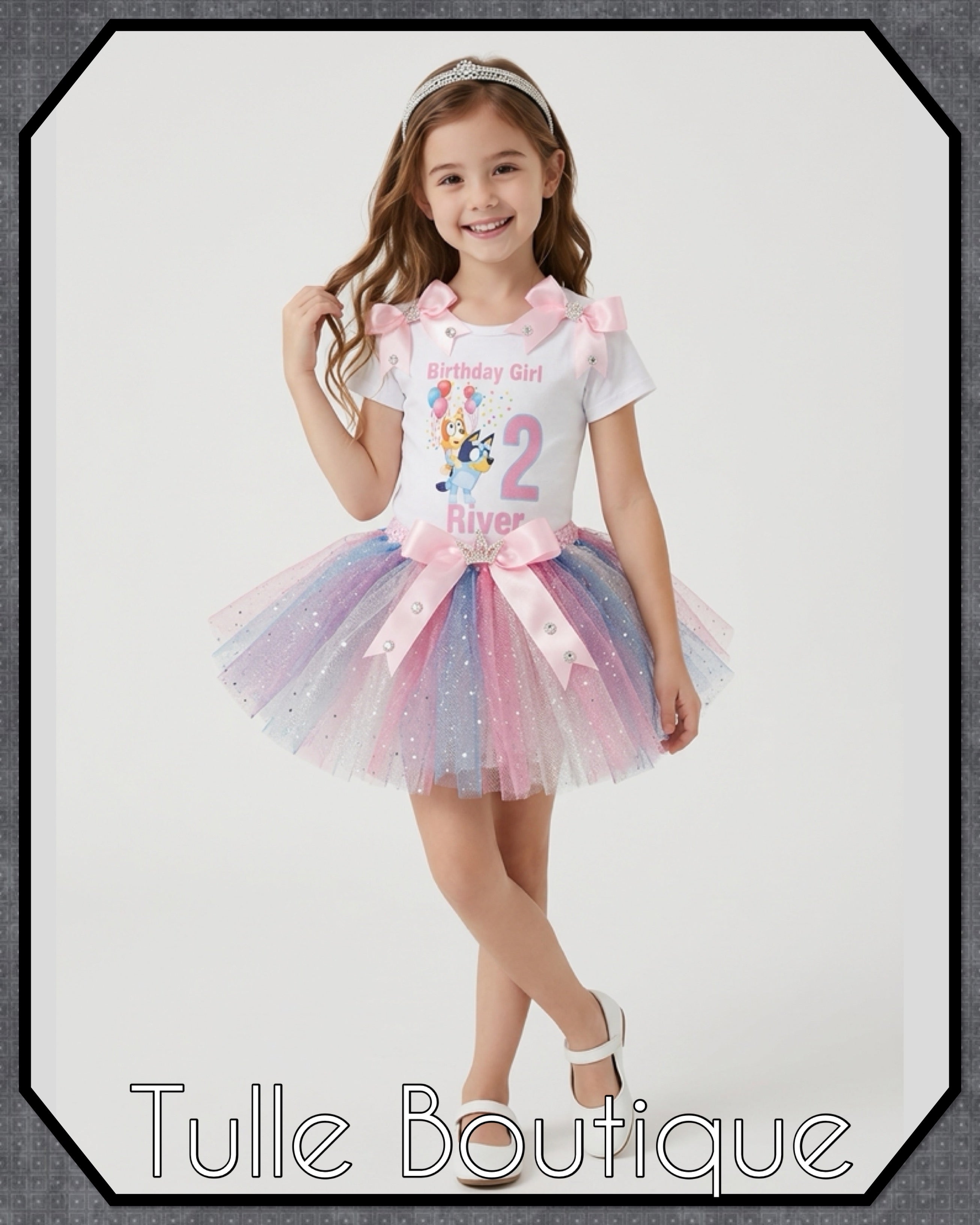 Girls toddlers Bluey birthday tutu outfit fancy dress costume