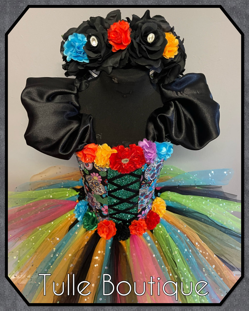 Girls toddlers Day of the dead skull tutu dress, coco ballgown, halloween fancy dress costume