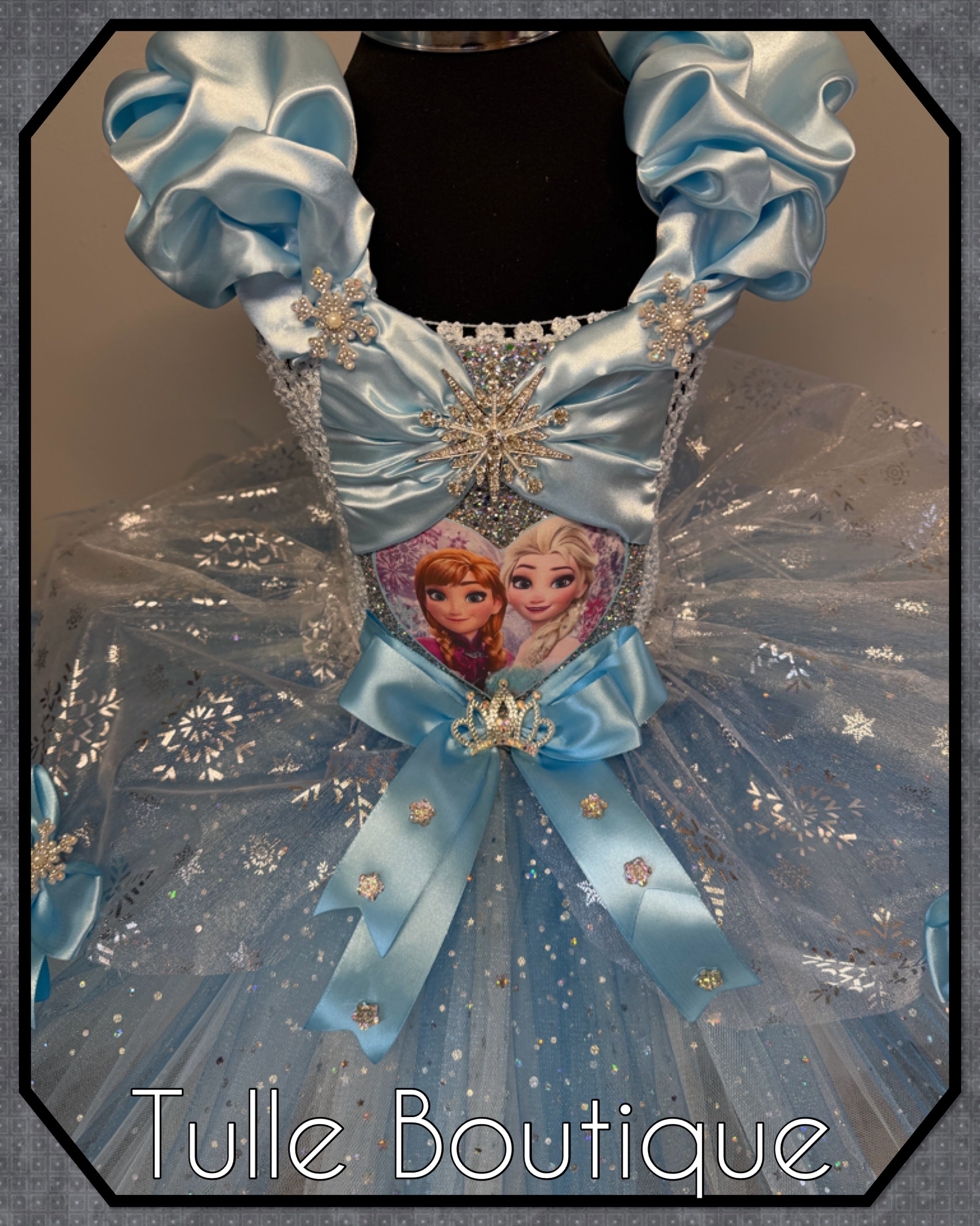 Girls toddlers Princess Elsa sky blue satin tutu dress, frozen ballgown, fancy dress costume