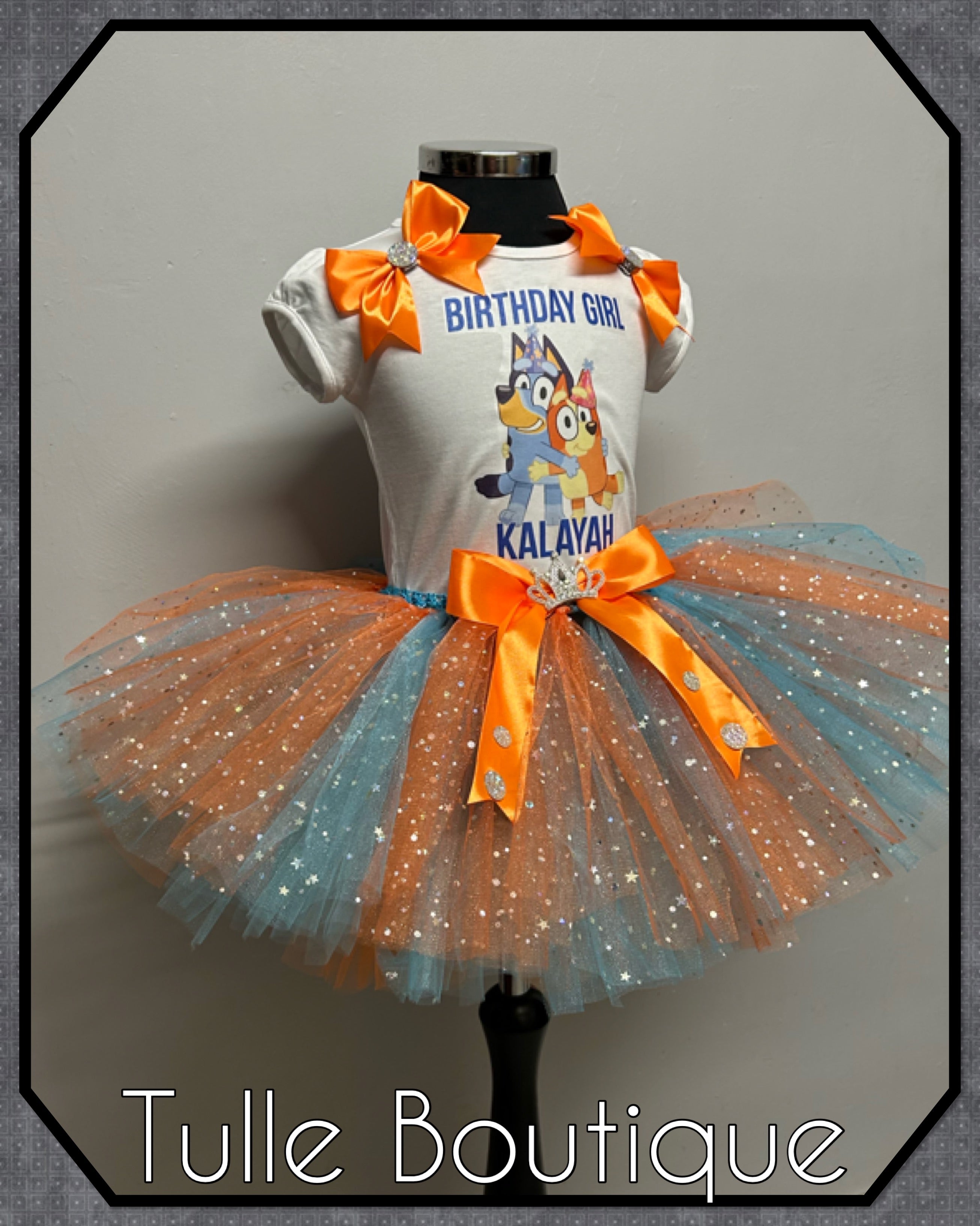 Girls toddlers Bluey birthday tutu outfit fancy dress costume
