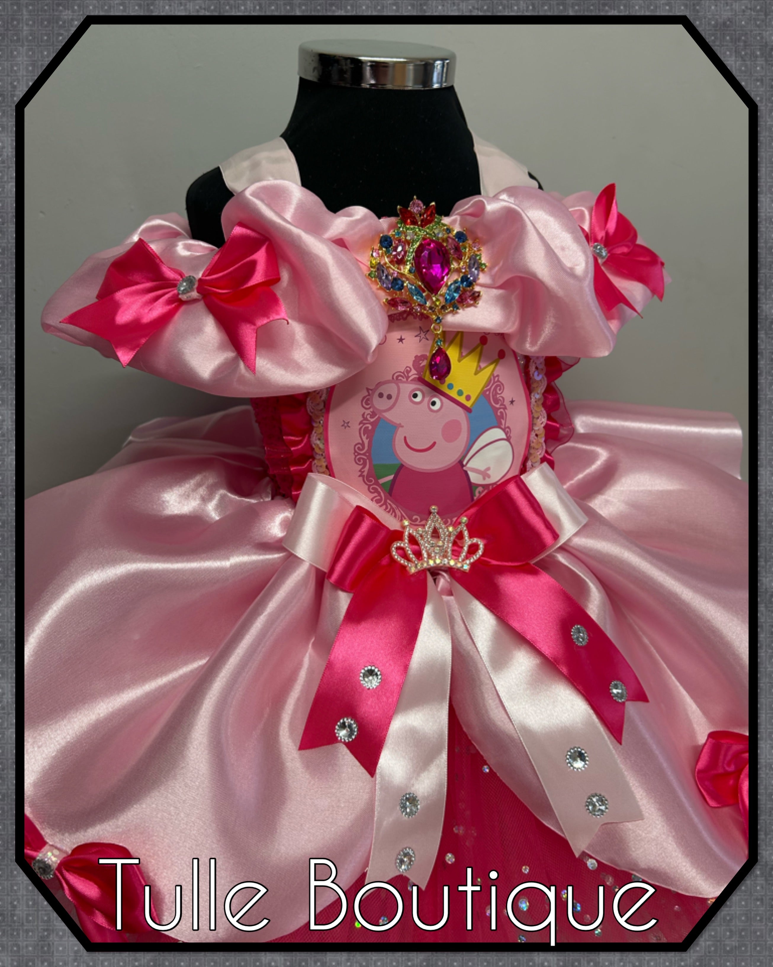 Girls toddlers Princess peppa pig pink tutu dress, birthday ballgown, fancy dress costume