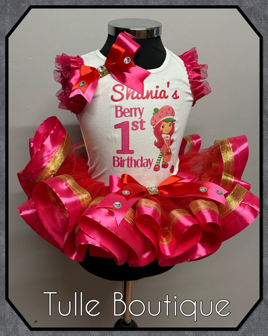 Girls toddlers Strawberry Shortcake 1st birthday tutu outfit fancy dress costume