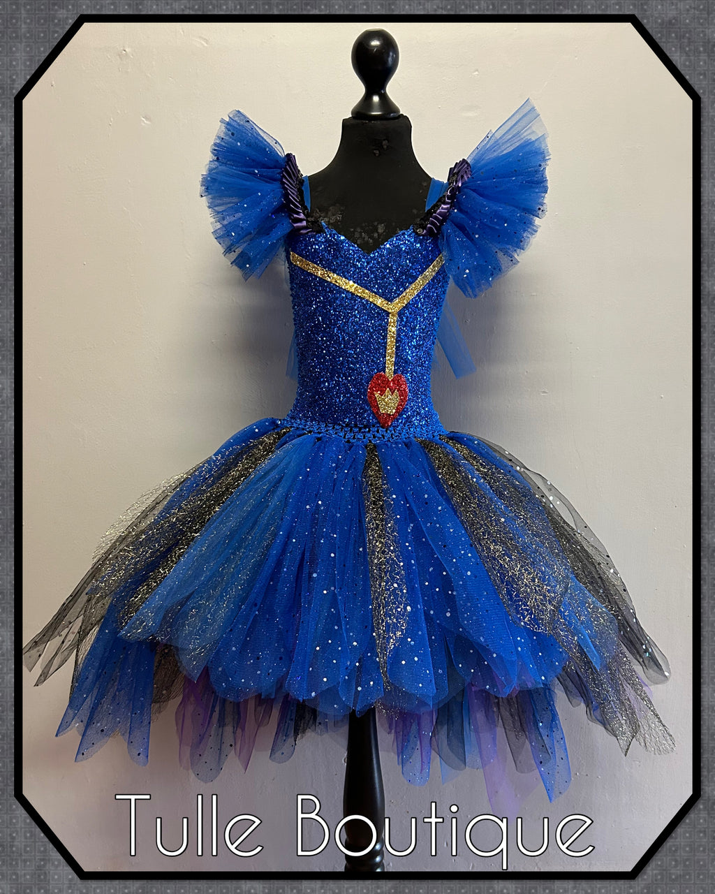 Girls toddlers Descendants Evie tutu birthday party dress,ballgown, fancy dress costume dipped hem
