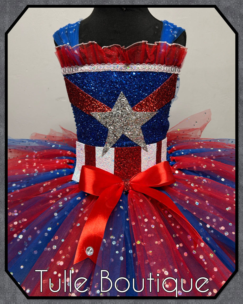 Girls toddlers Superhero Captain America tutu dress, ballgown, fancy dress costume