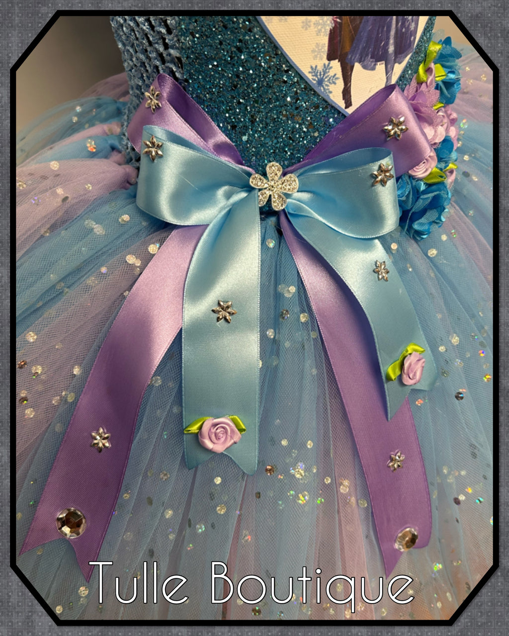 Girls toddlers Princess Elsa frozen tutu birthday party dress,lilac and blue ballgown, fancy dress costume