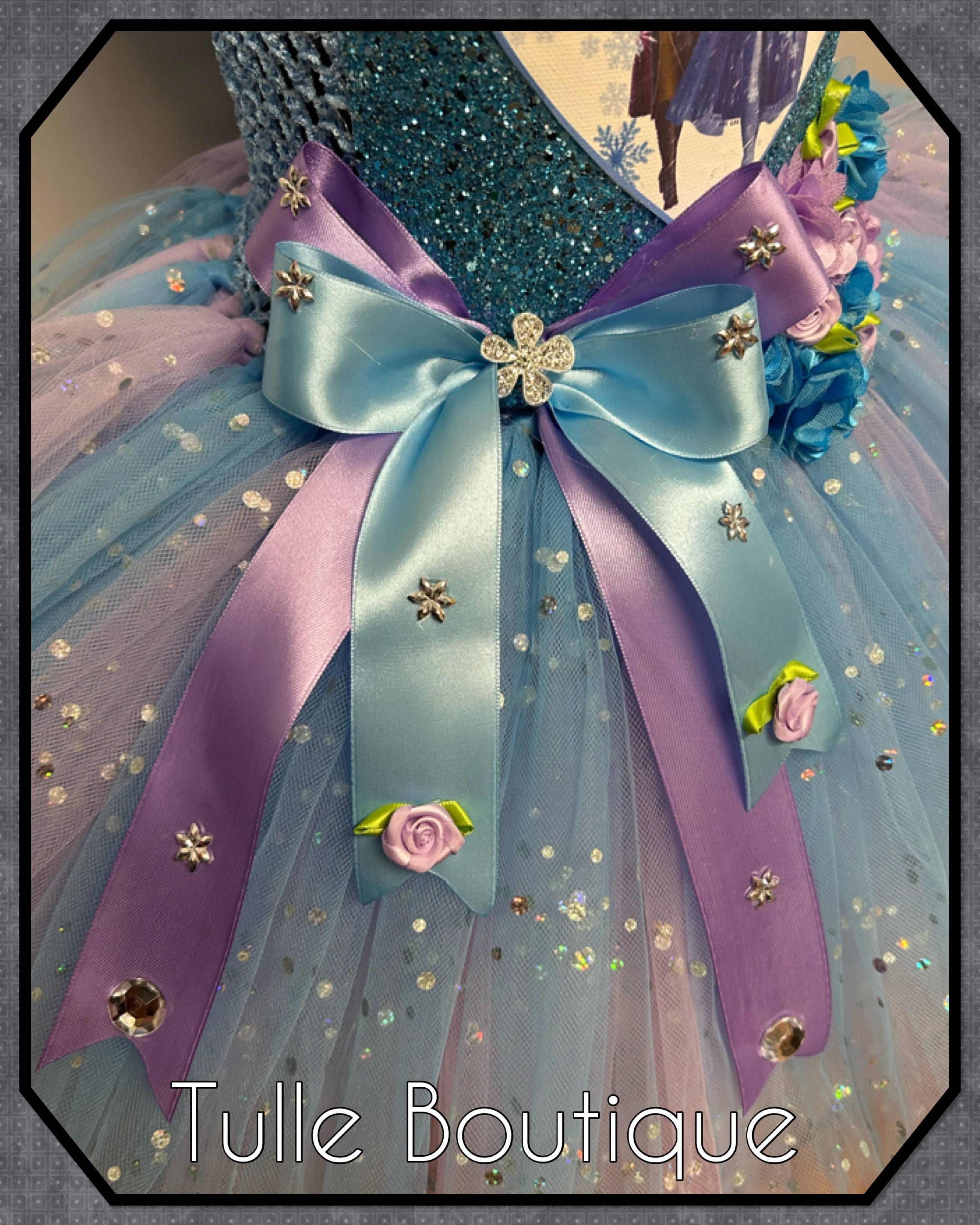 Girls toddlers Princess Elsa frozen tutu birthday party dress,lilac and blue ballgown, fancy dress costume