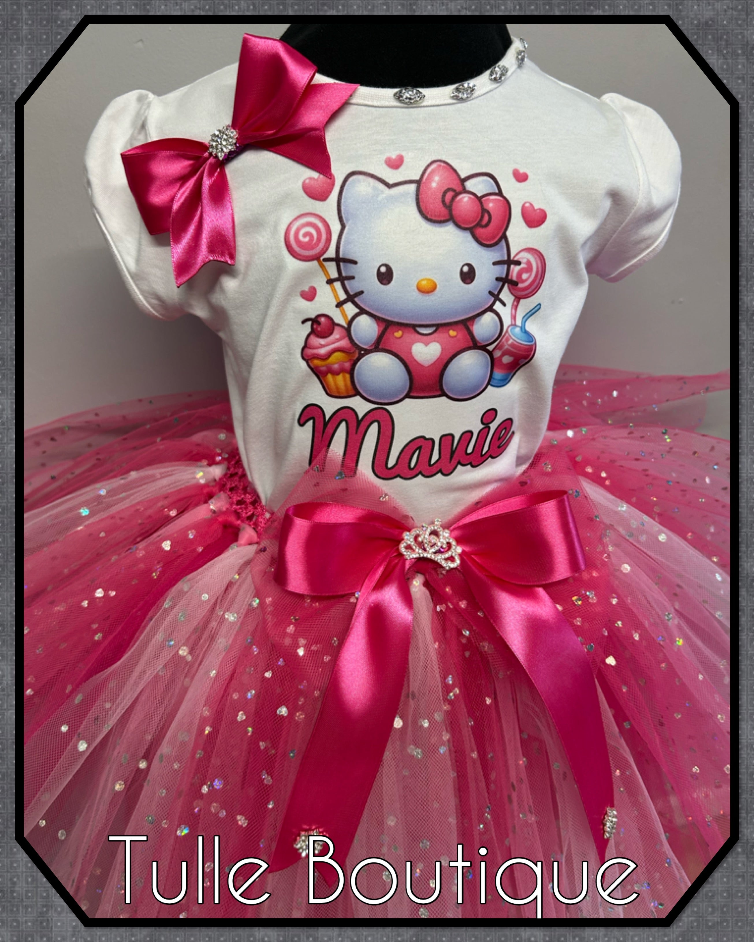 Girls toddlers Hello Kitty birthday tutu outfit fancy dress costume
