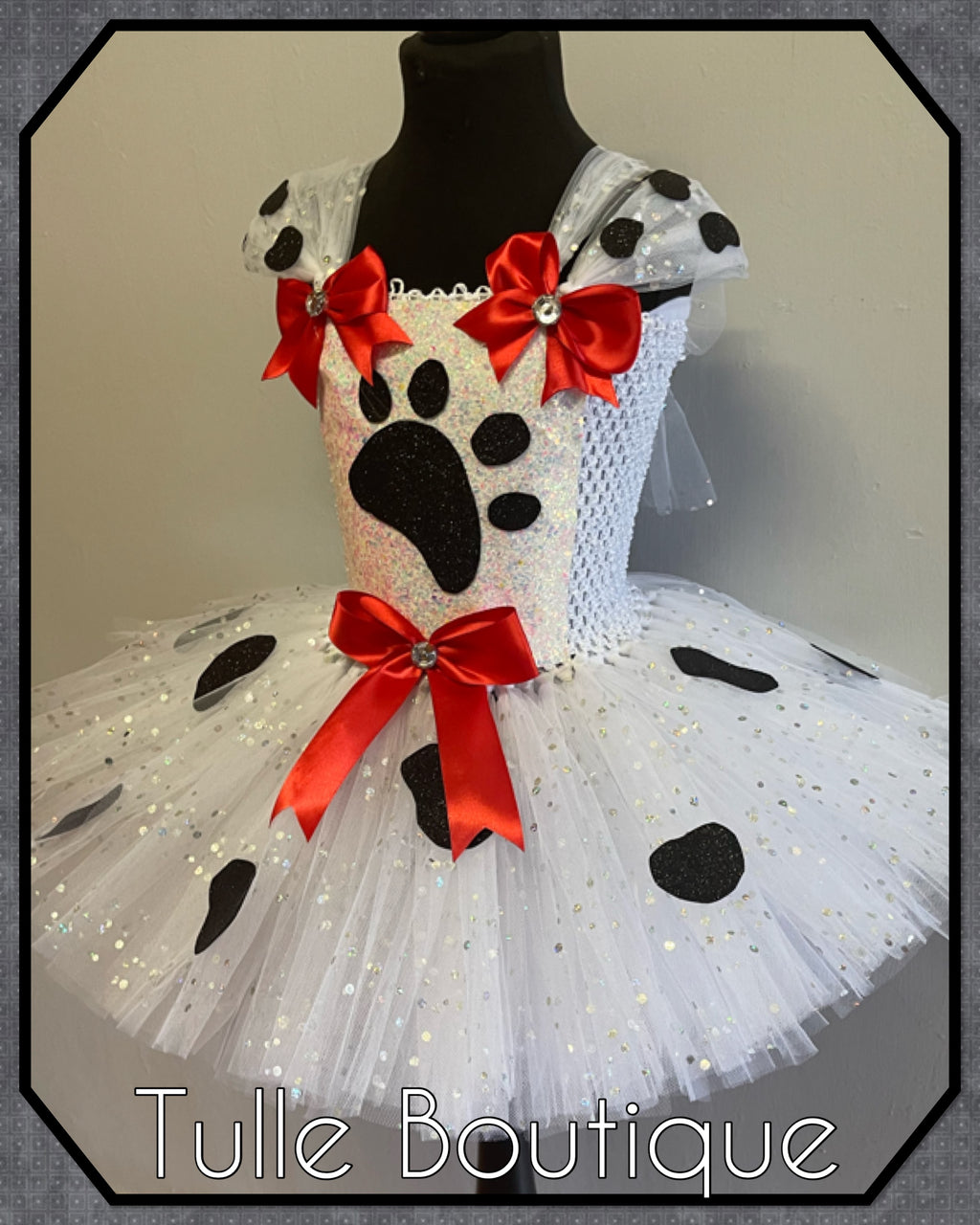 Girls toddlers Dalmatian pup tutu dress, ballgown, 101 Dalmatians fancy dress costume