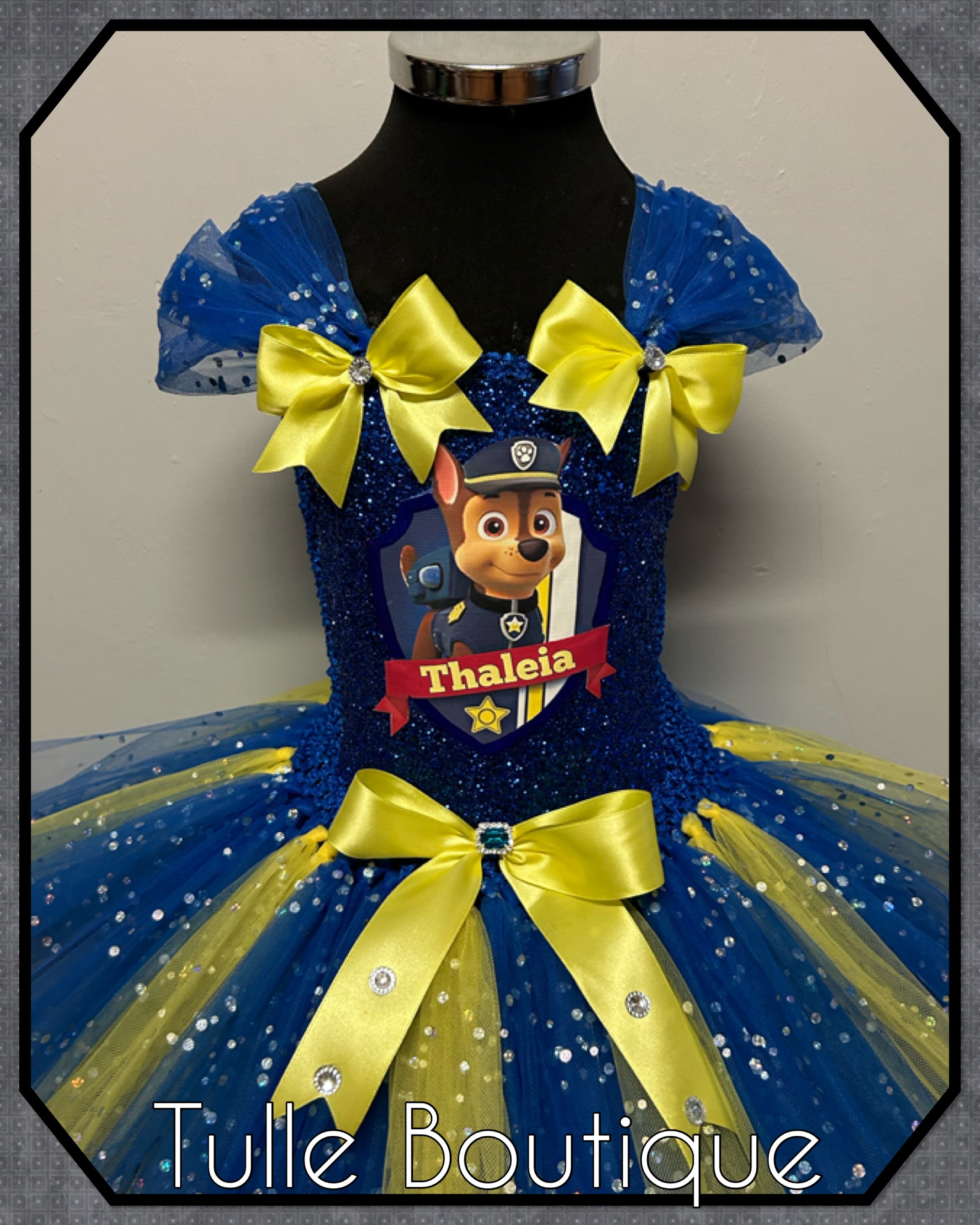 Girls toddlers Chase pup tutu dress, ballgown, paw patrol fancy dress costume