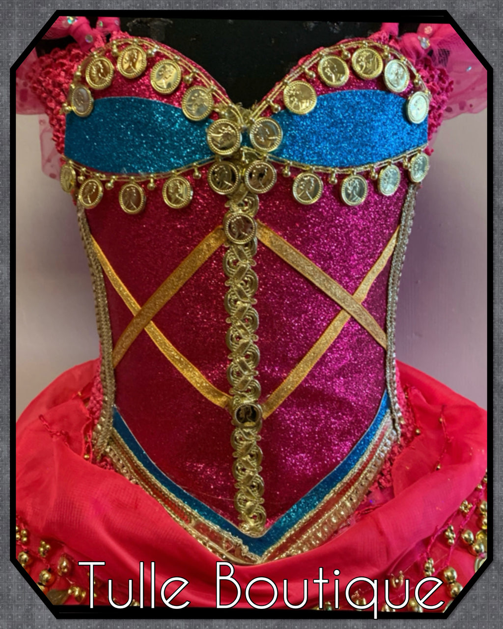 Girls toddlers Princess Jasmine hotpink tutu dress, Aladdin ballgown, fancy dress costume