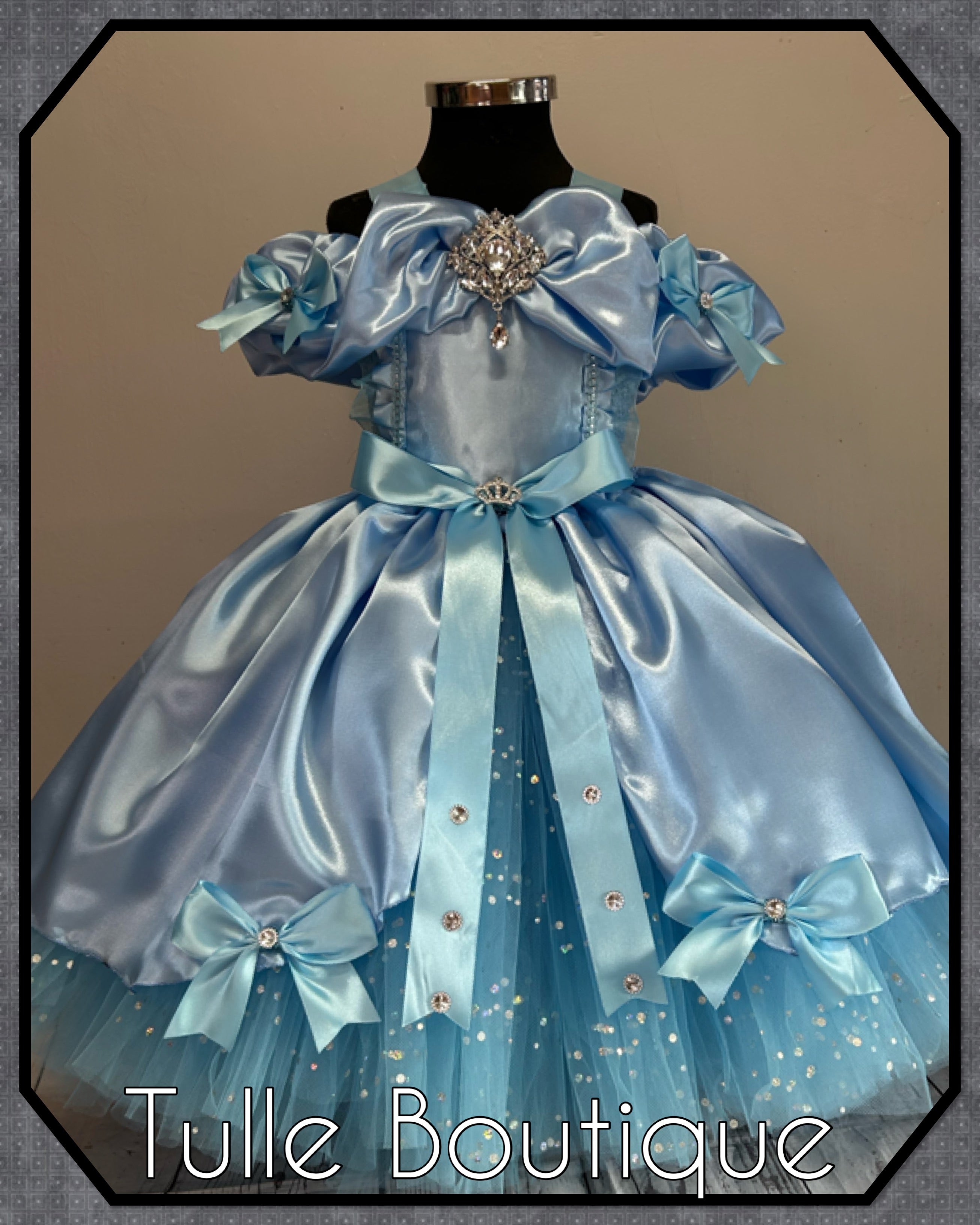 Girls toddlers Princess Cinderella baby blue tutu dress, ballgown, fancy dress costume full length