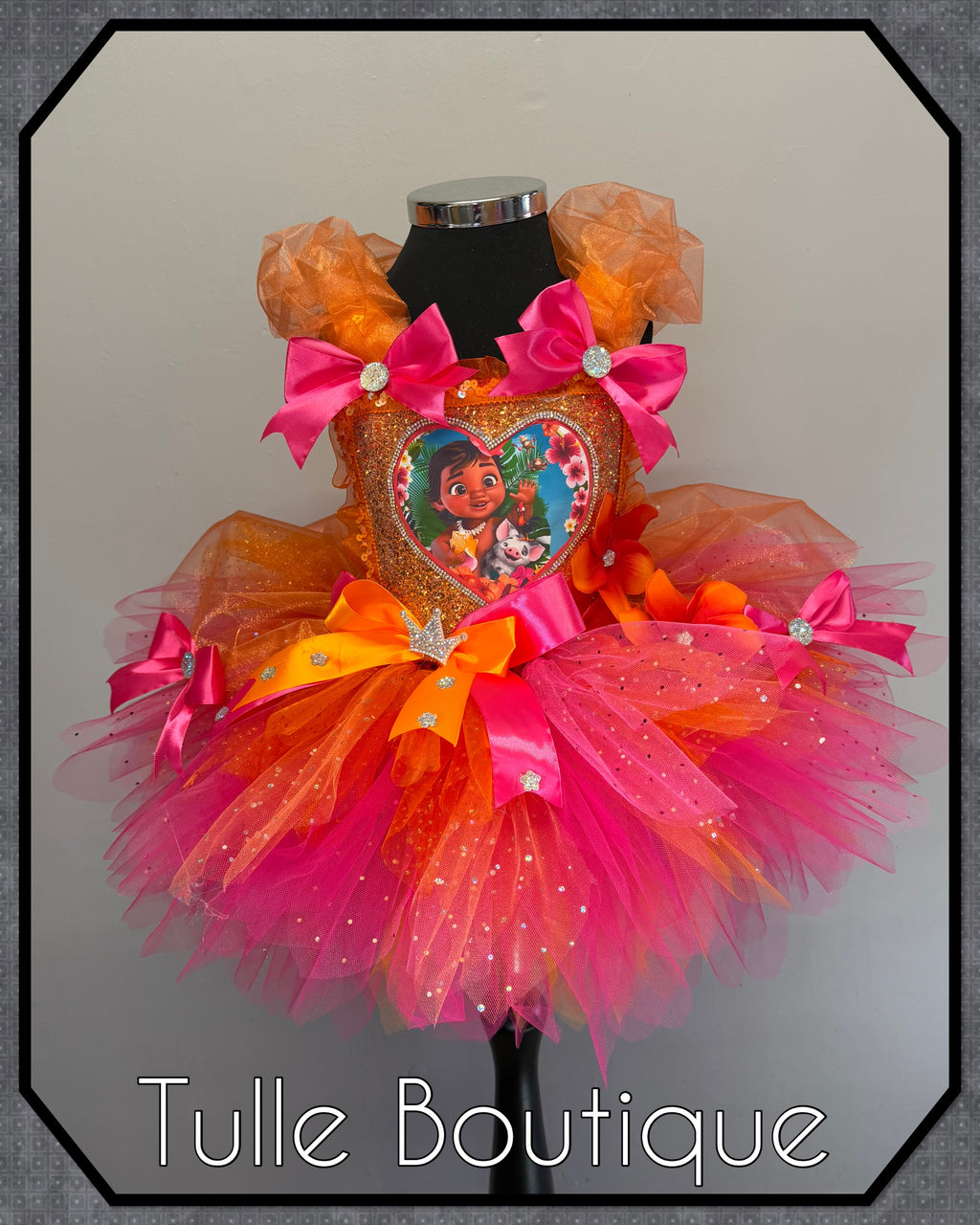 Girls toddlers young baby Moana tutu birthday party dress,ballgown, tropical fancy dress costume