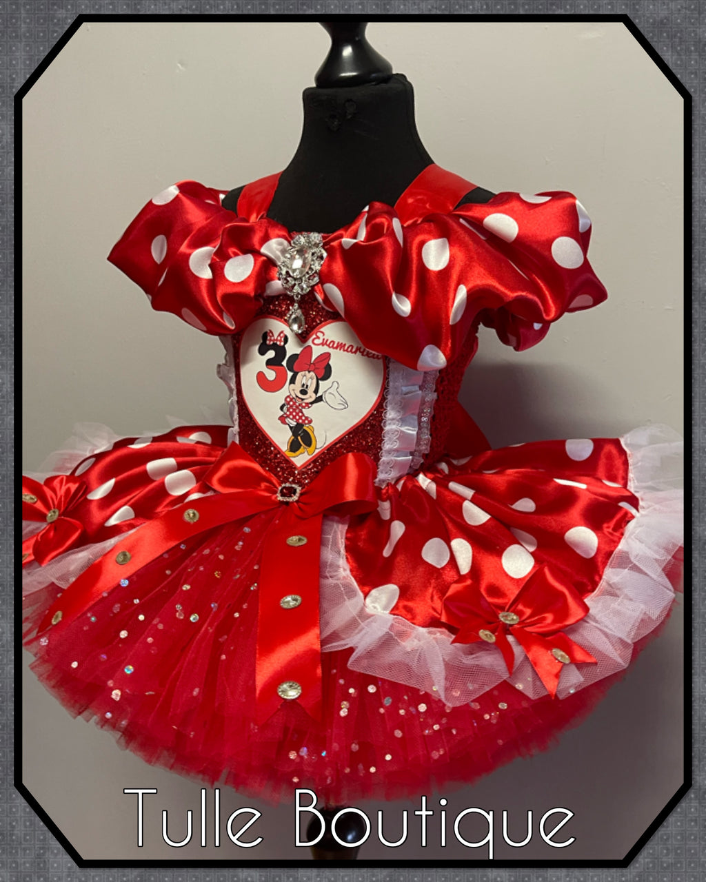 Girls toddlers Minnie Mouse Red tutu birthday party dress,ballgown, fancy dress costume