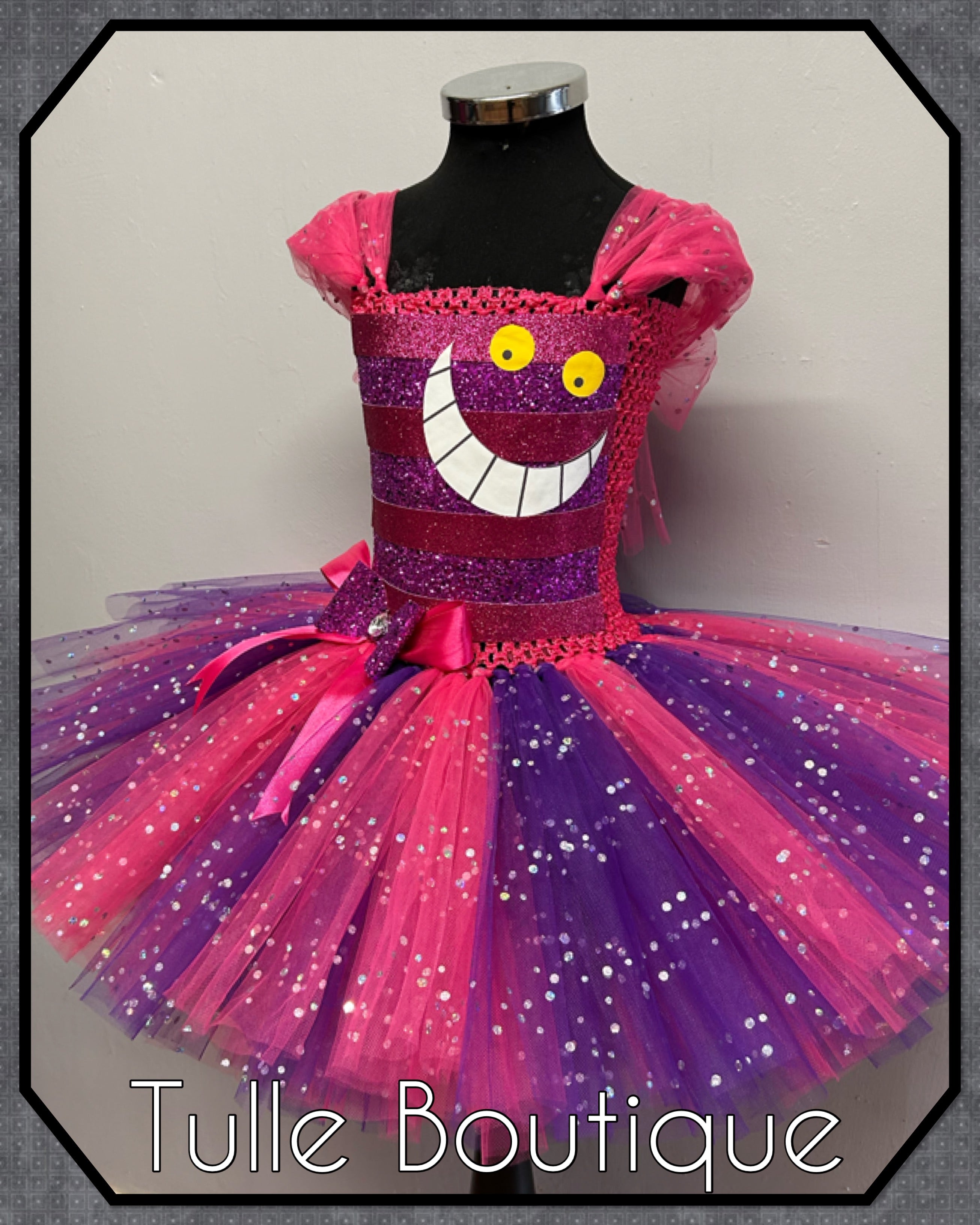 Girls toddlers Cheshire Cat tutu dress, ballgown, Alice in wonderland fancy dress costume